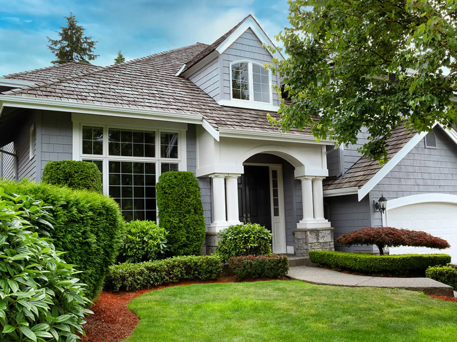 a house with a large front yard