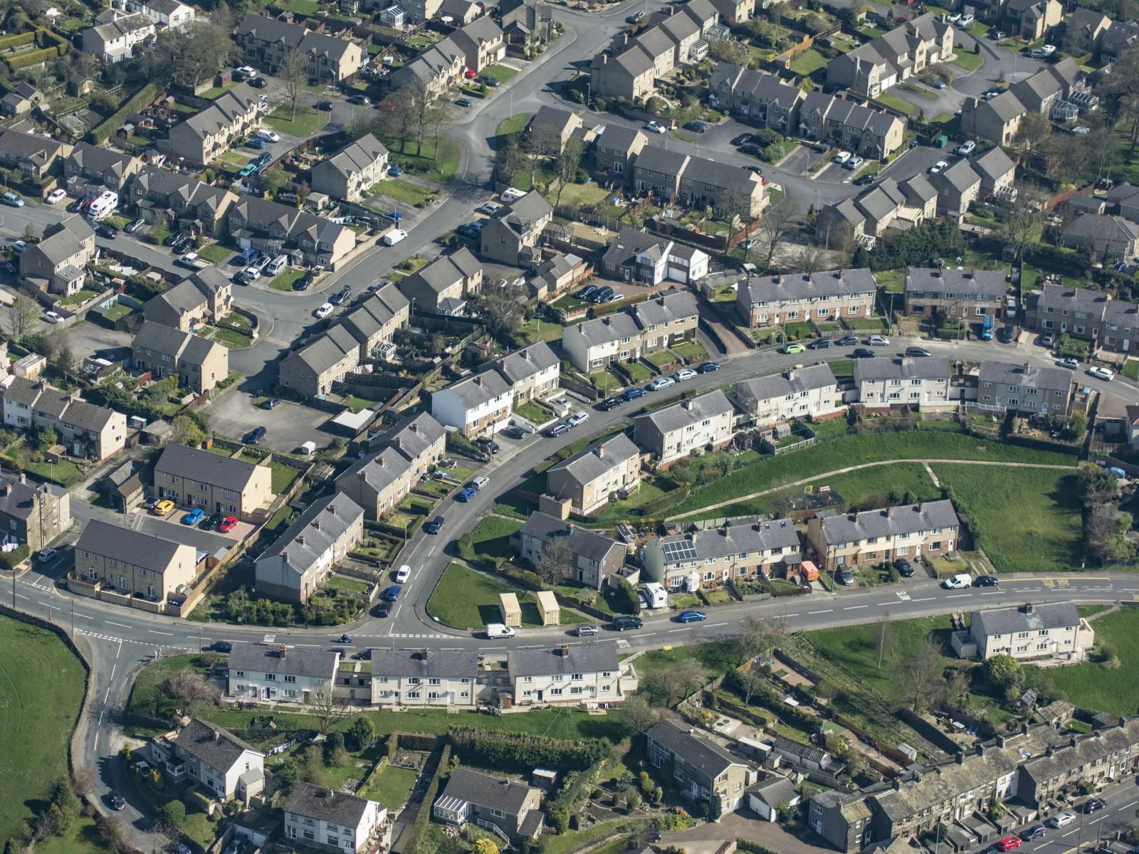 an aerial view of a town