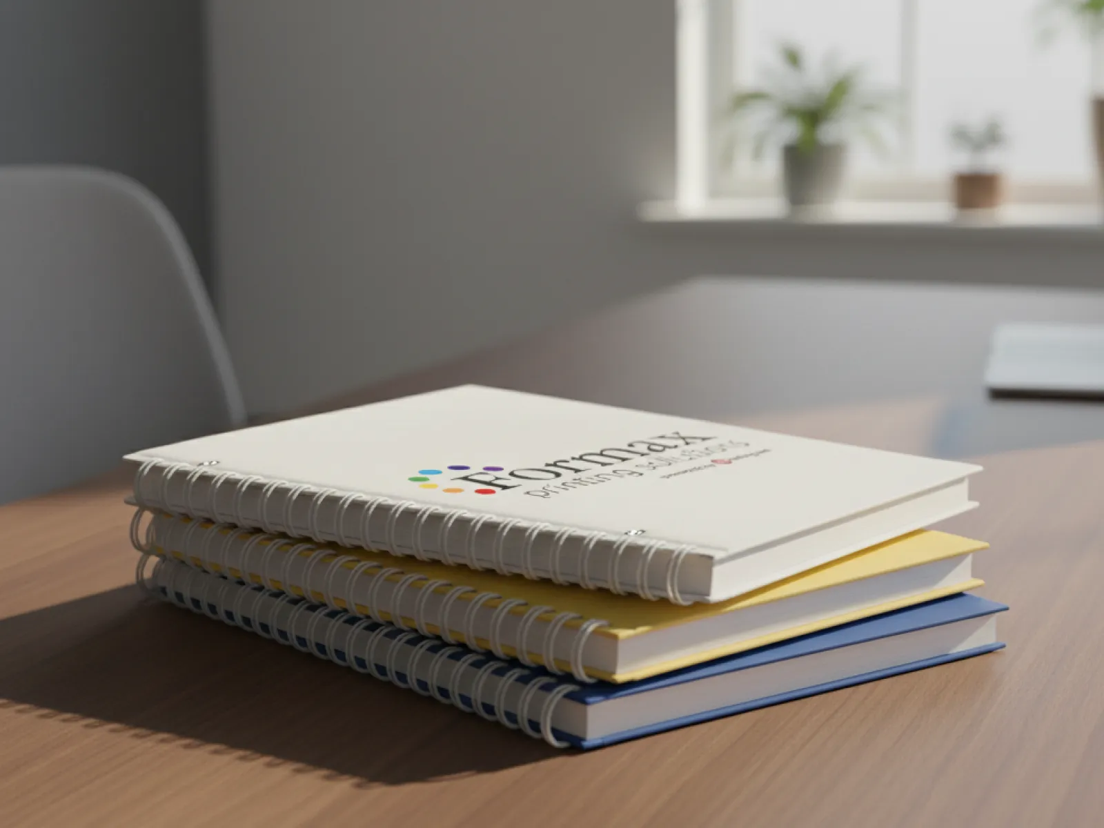 Stack of spiral books on a table