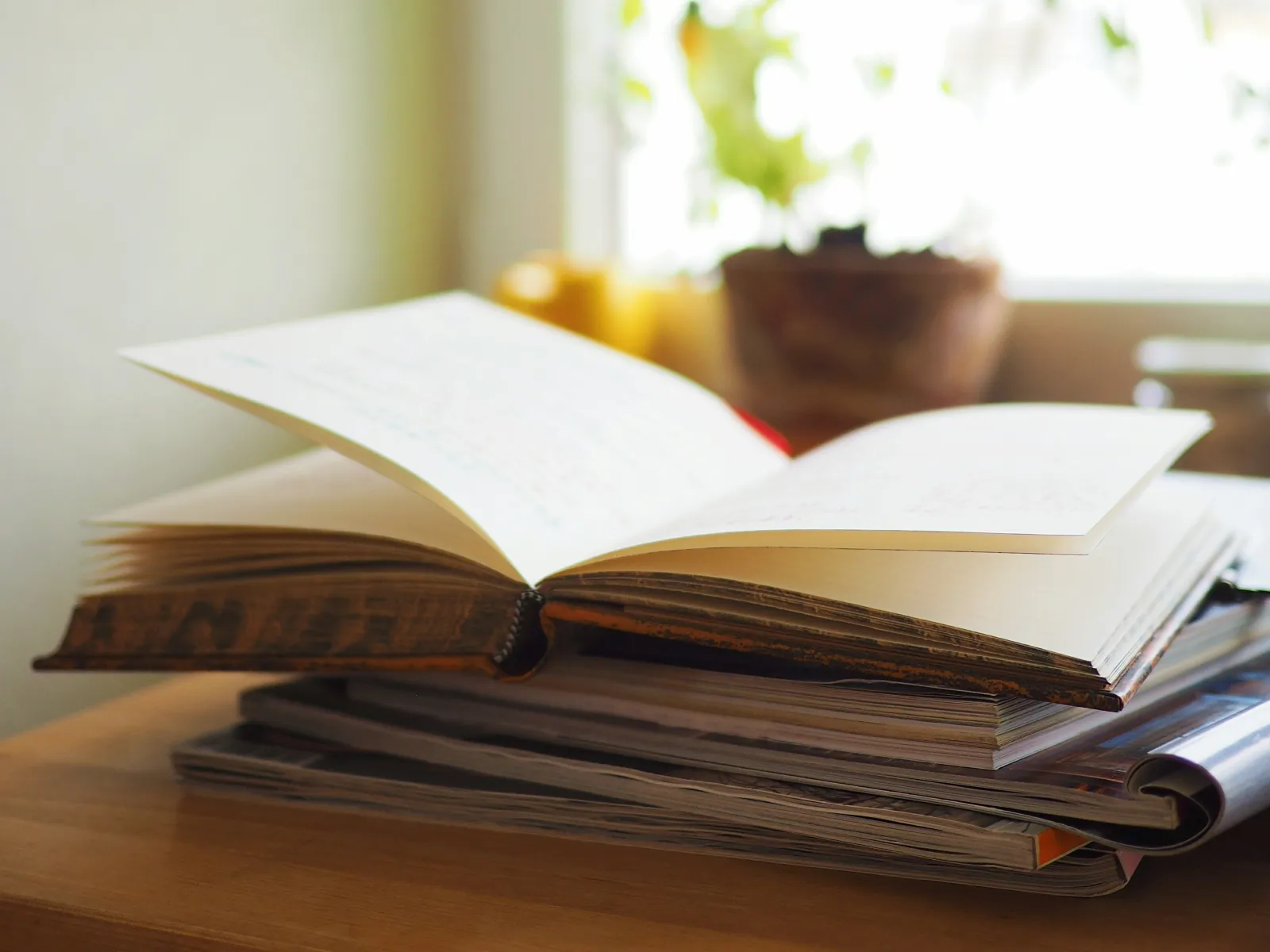 a book open on a table