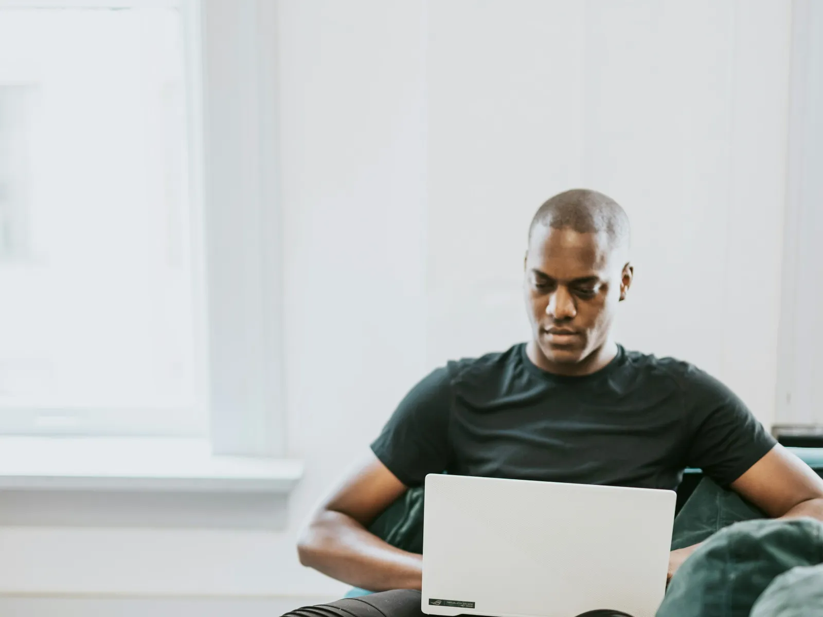 a person sitting on a couch