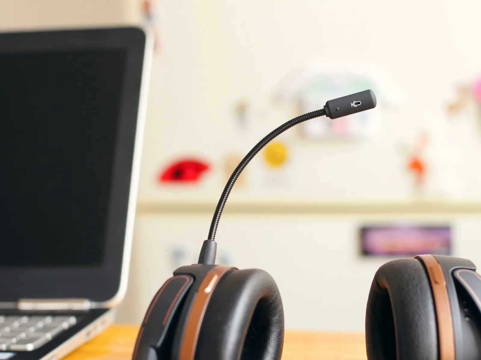 a microphone on a desk