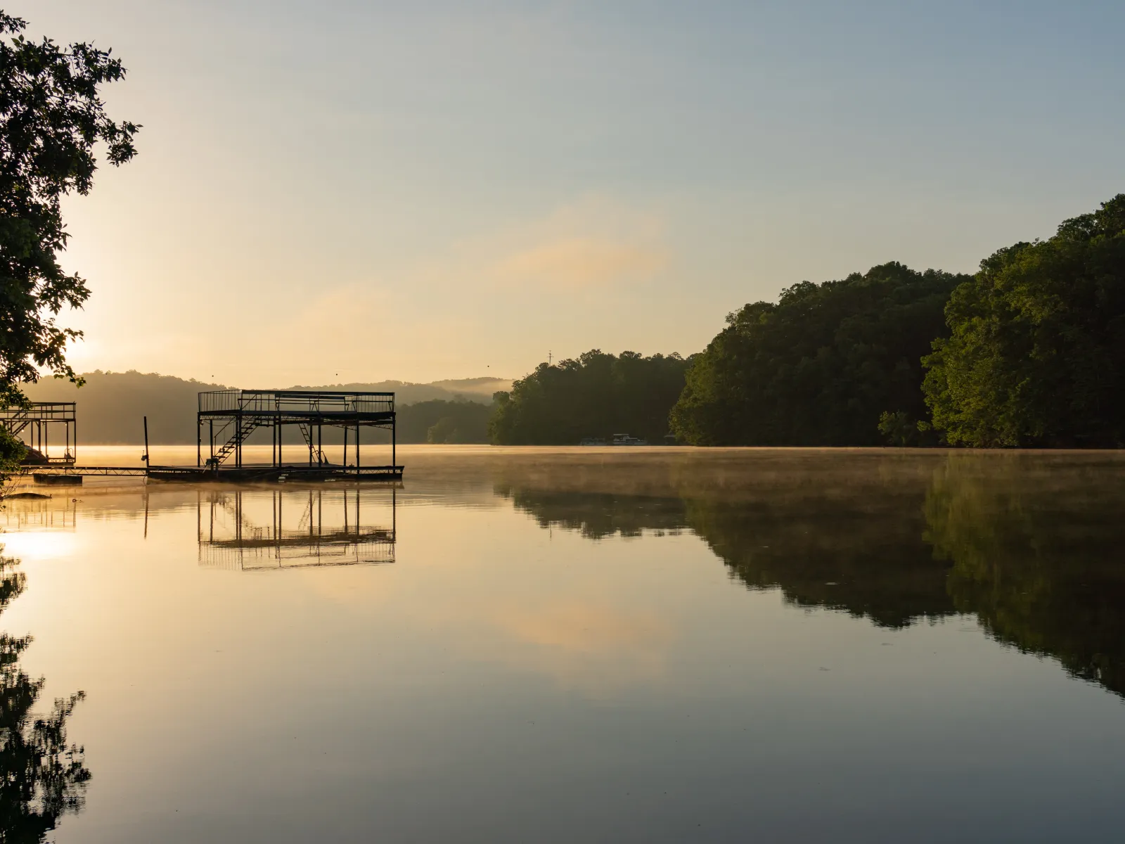 a dock on a lake