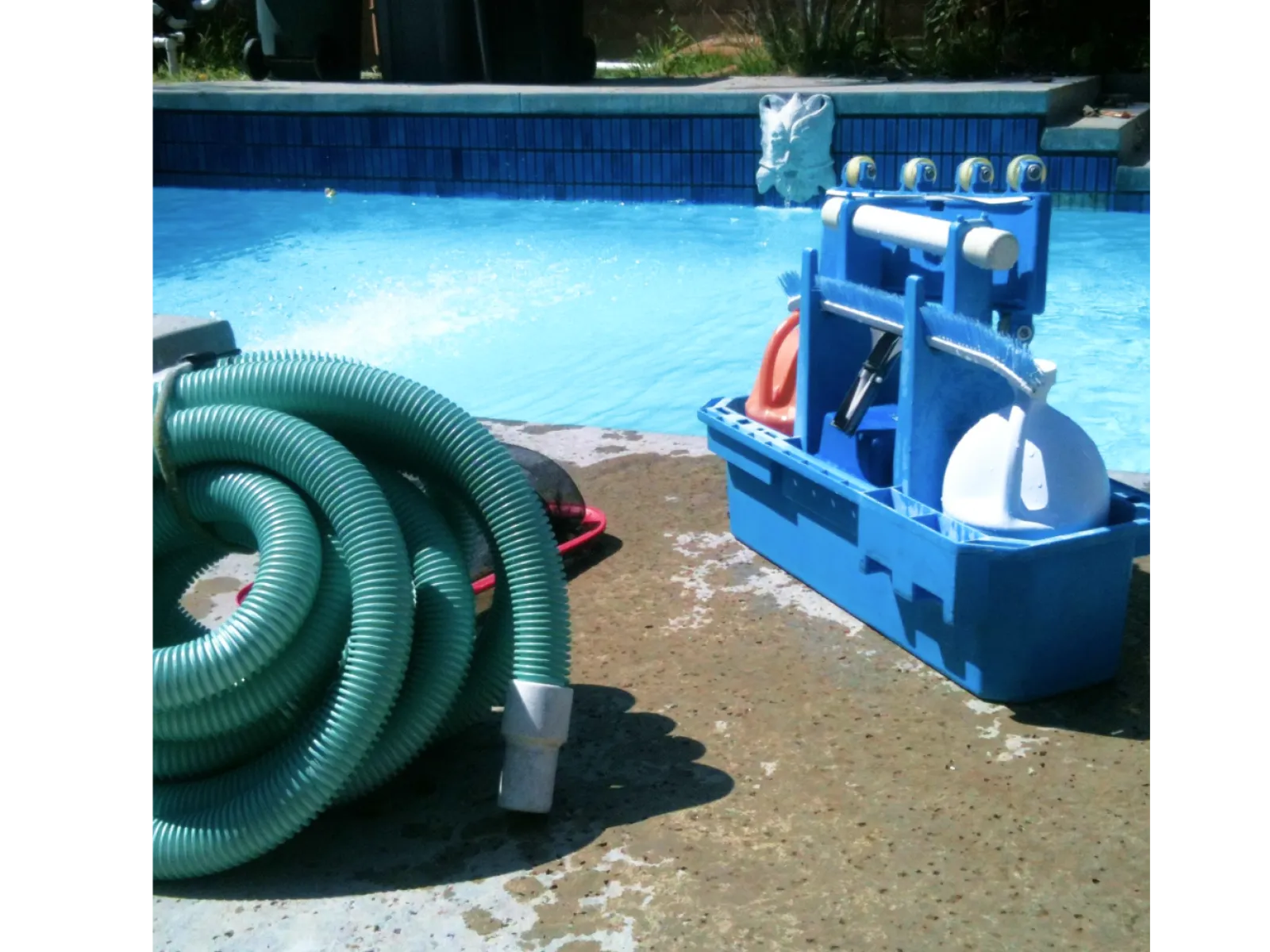 a blue and white water slide
