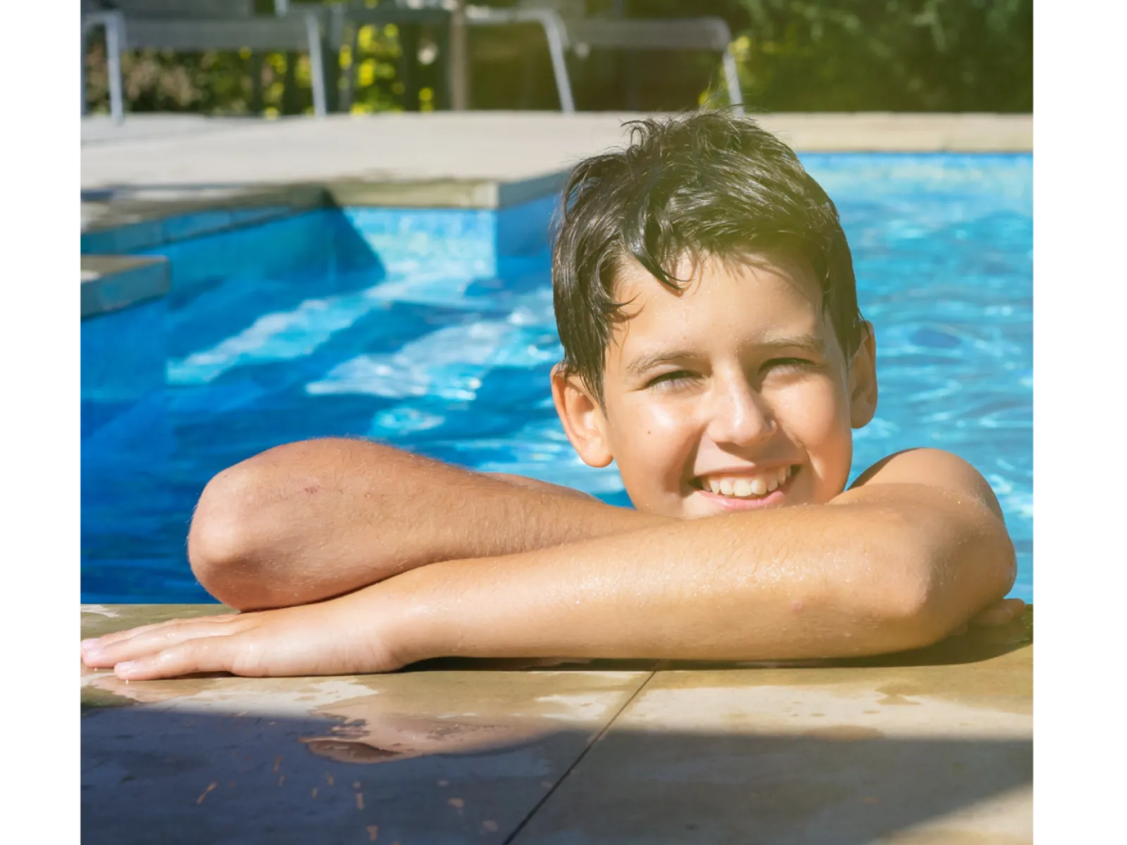 a man lying on a pool