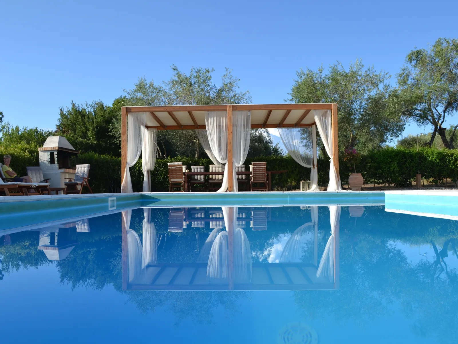 a pool with a gazebo