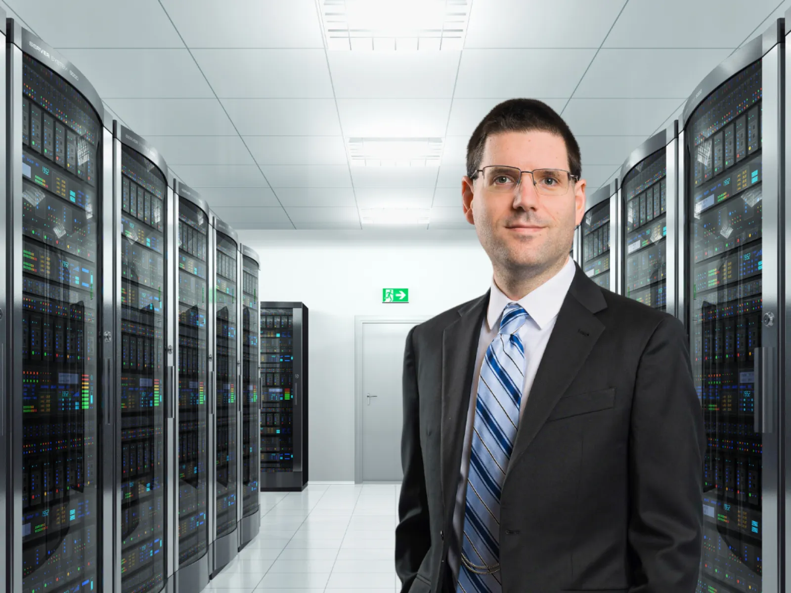 david standing in a server room