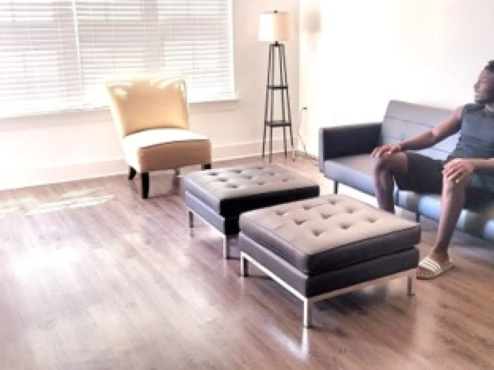 a person sitting on a couch