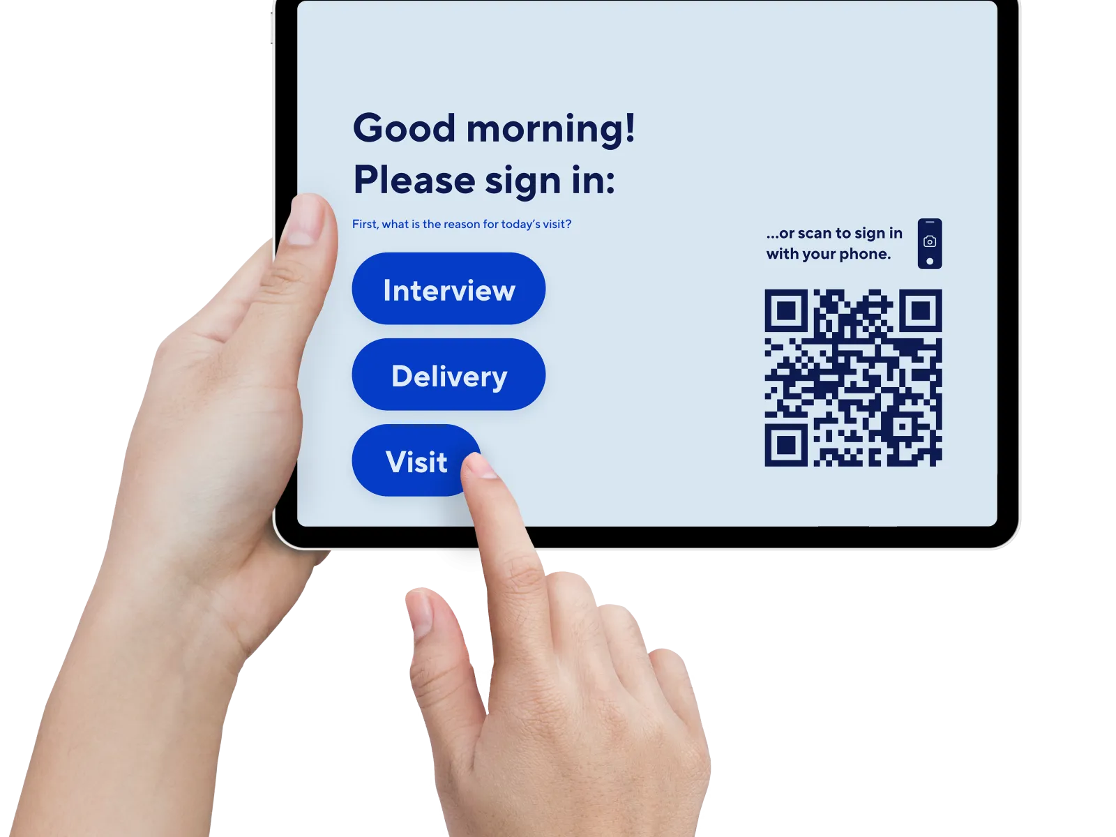 Verkada guest visitor check in on tablet