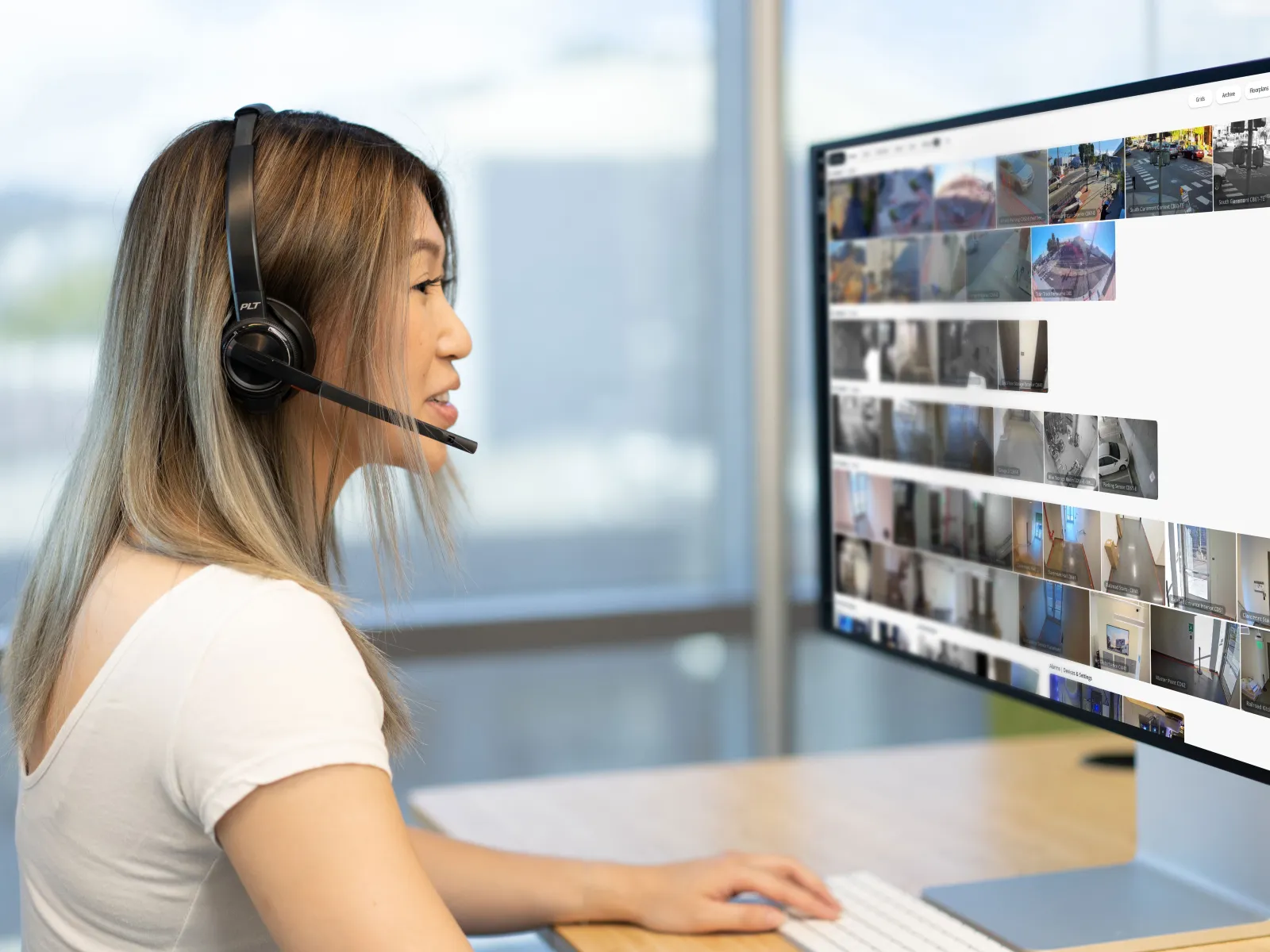 a woman wearing headphones
