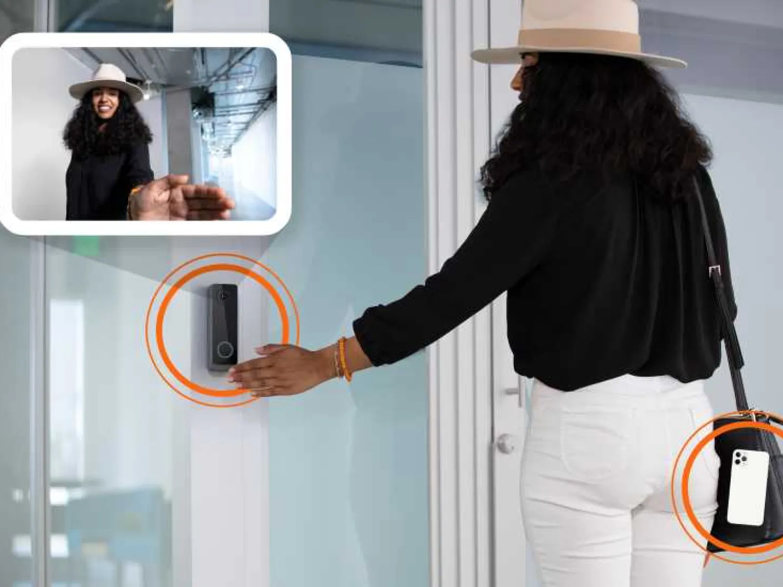 Person using the Openpath App to gain entry to a door
