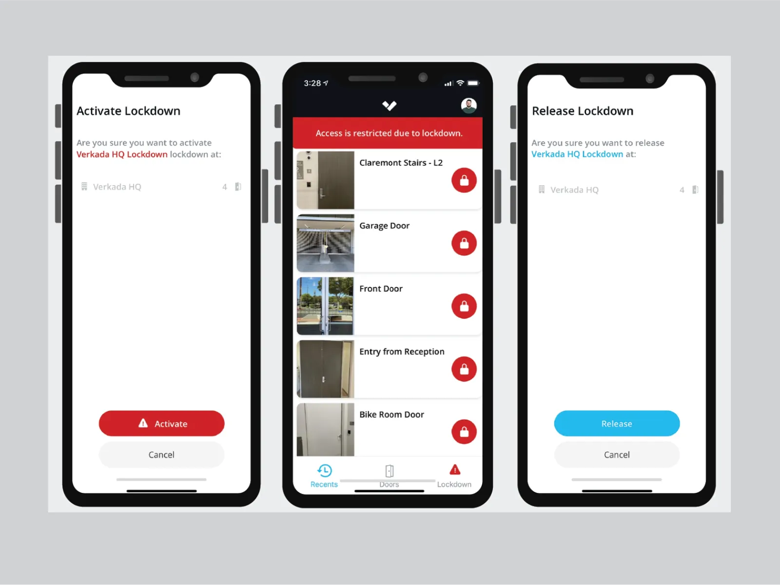 an emergency lockdown access control interface