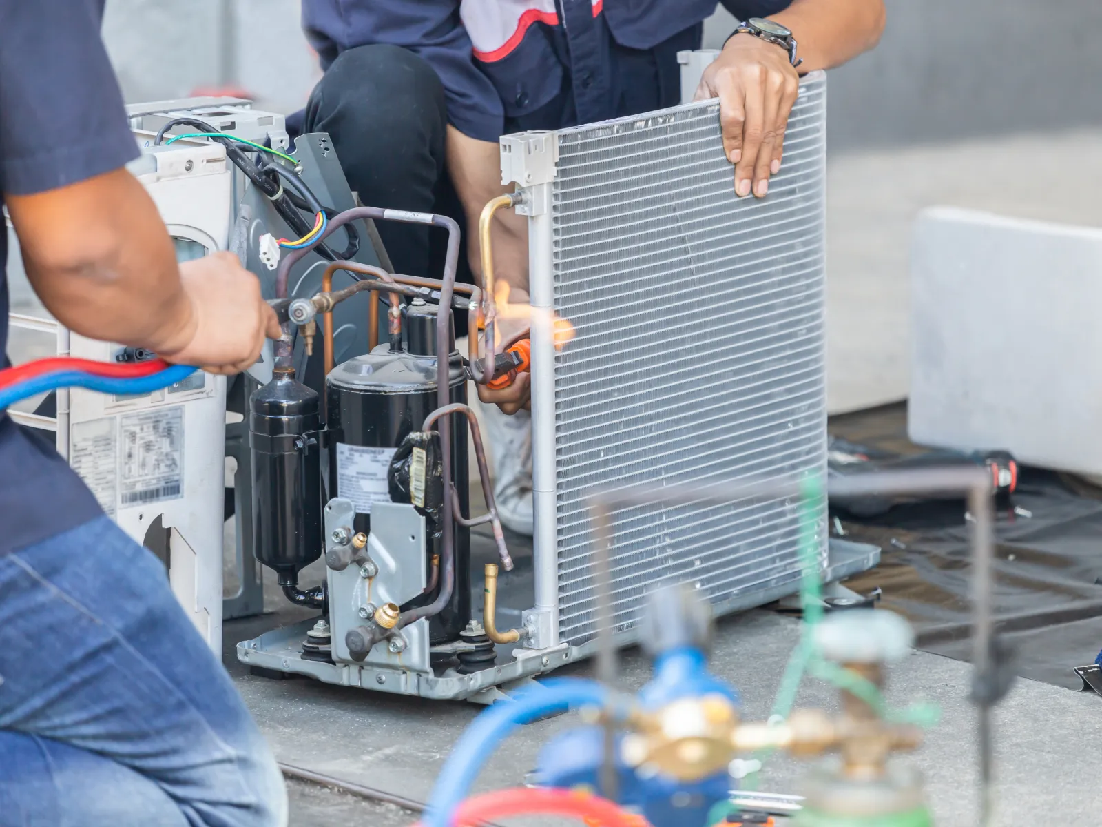 a person working on a machine