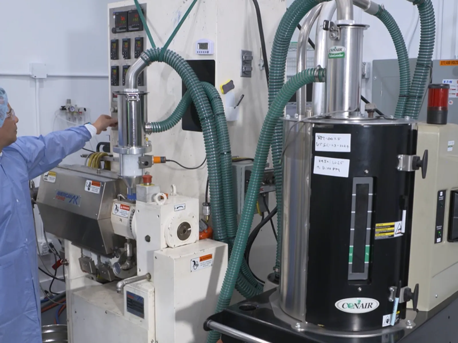 a person working on a machine