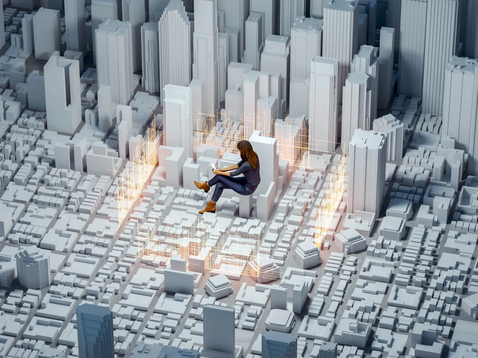 a person working in a server room