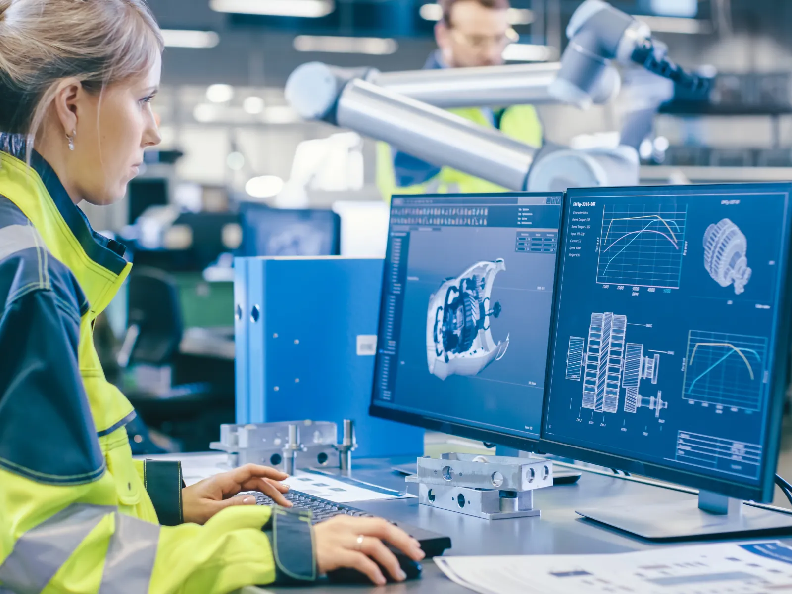 a woman working on a computer