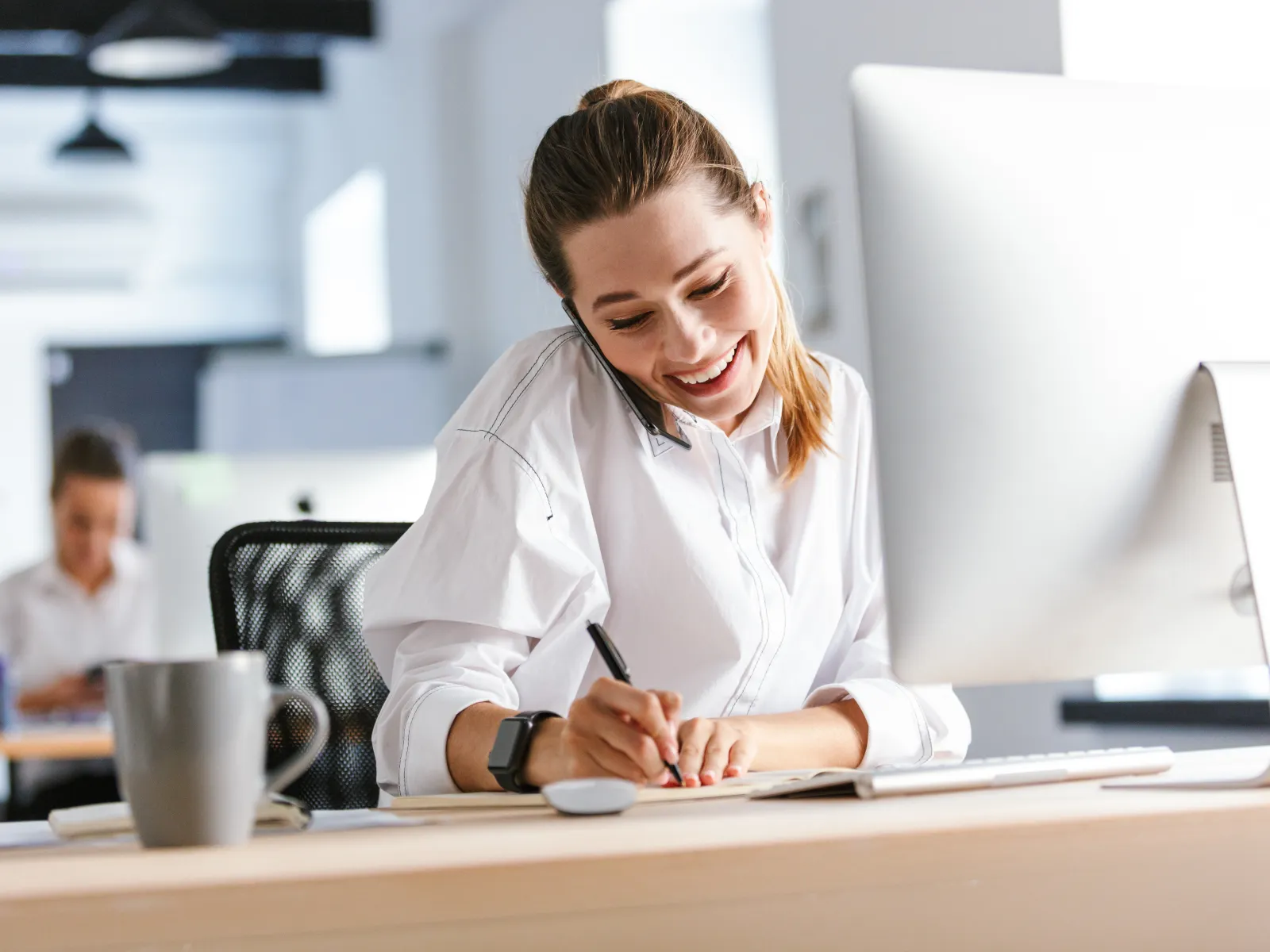 a person sitting at a desk