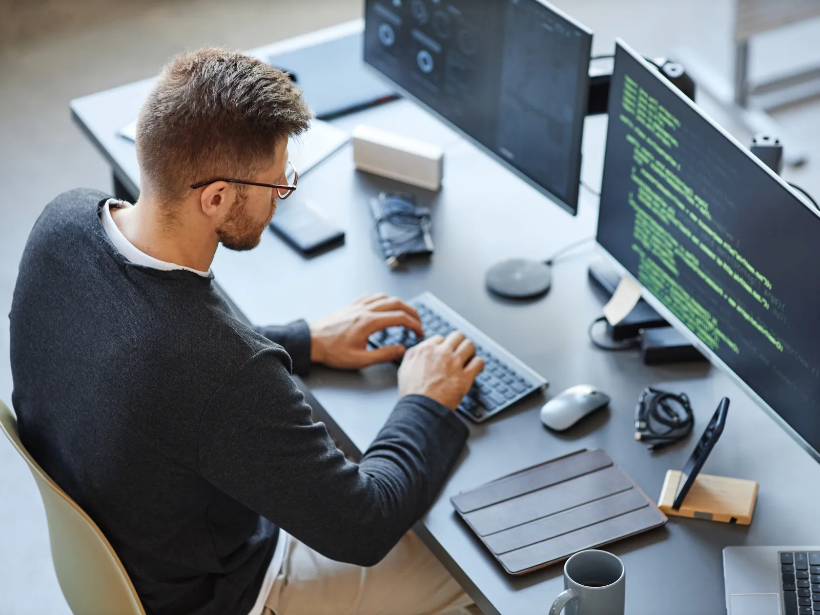 a man working on a computer