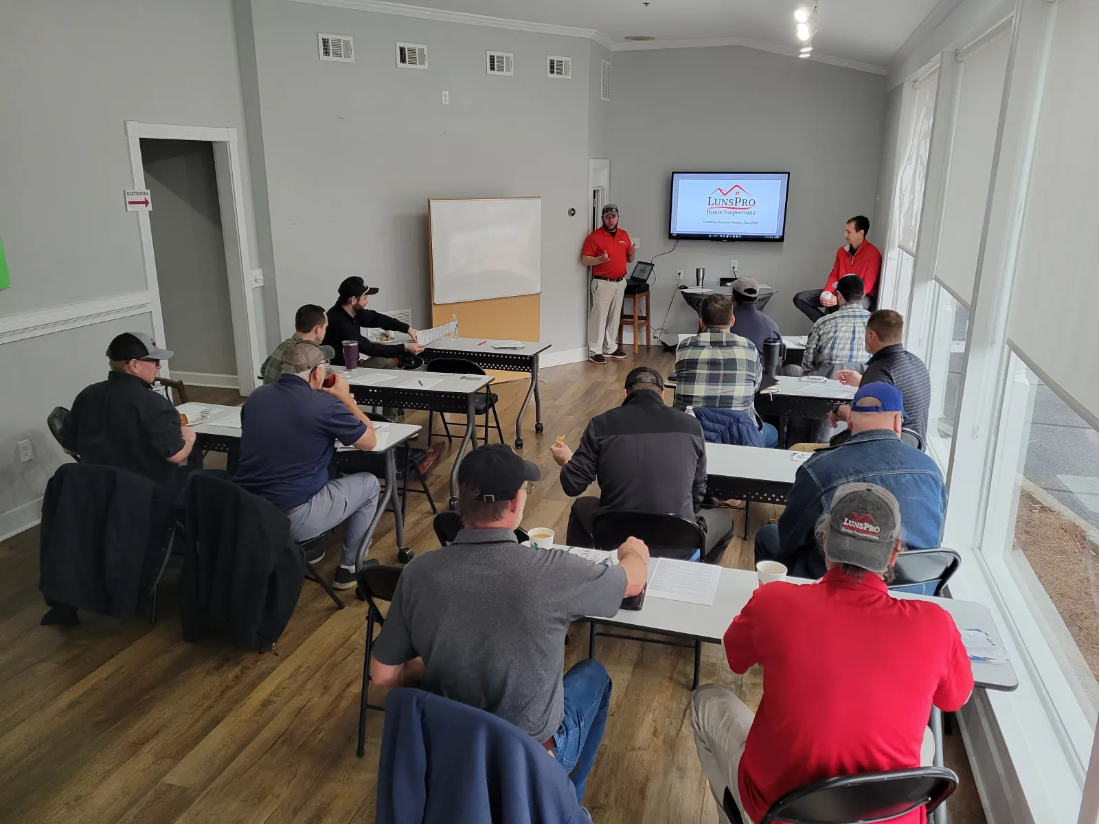 a group of people in a room