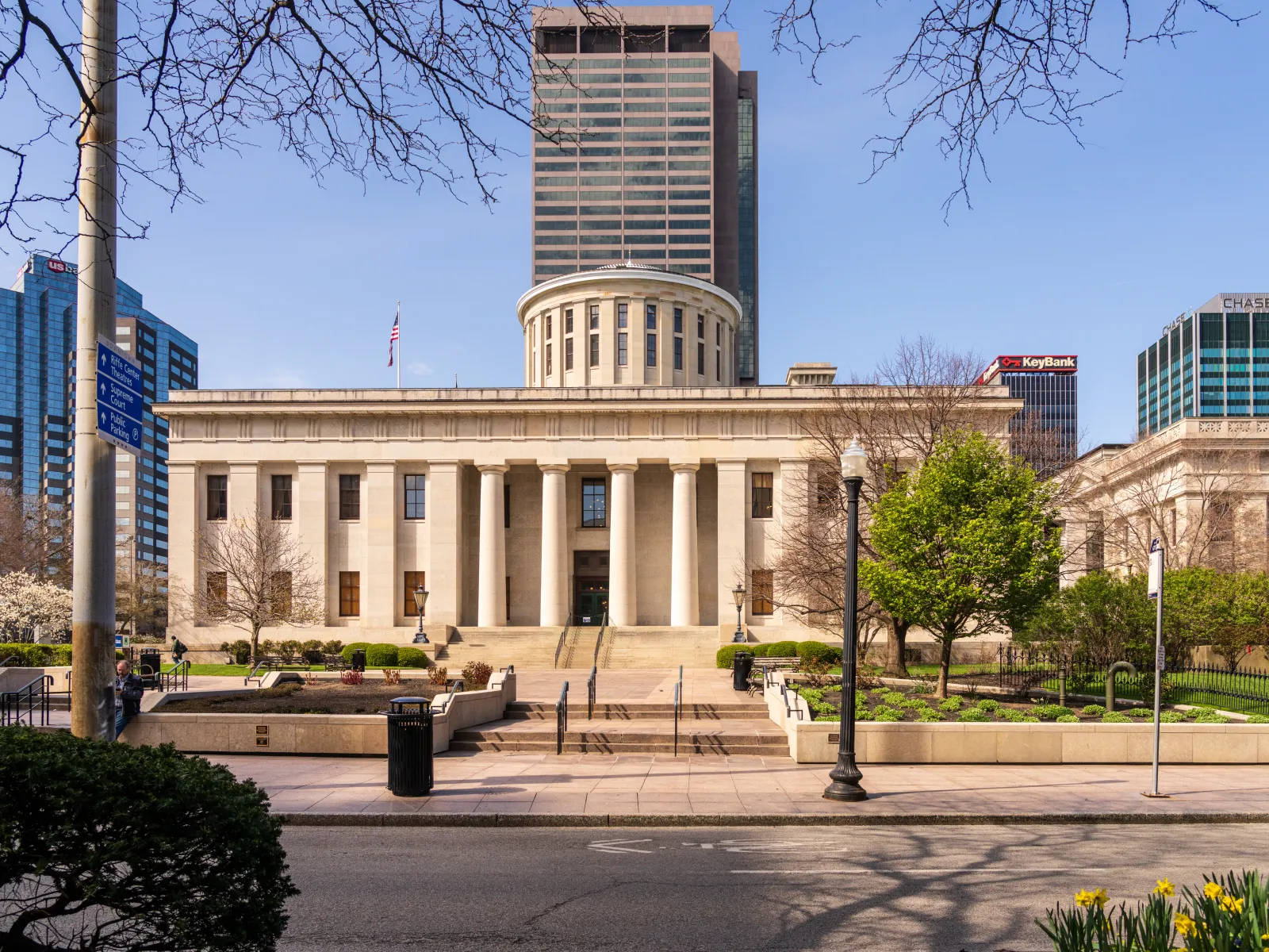 a large white building with columns