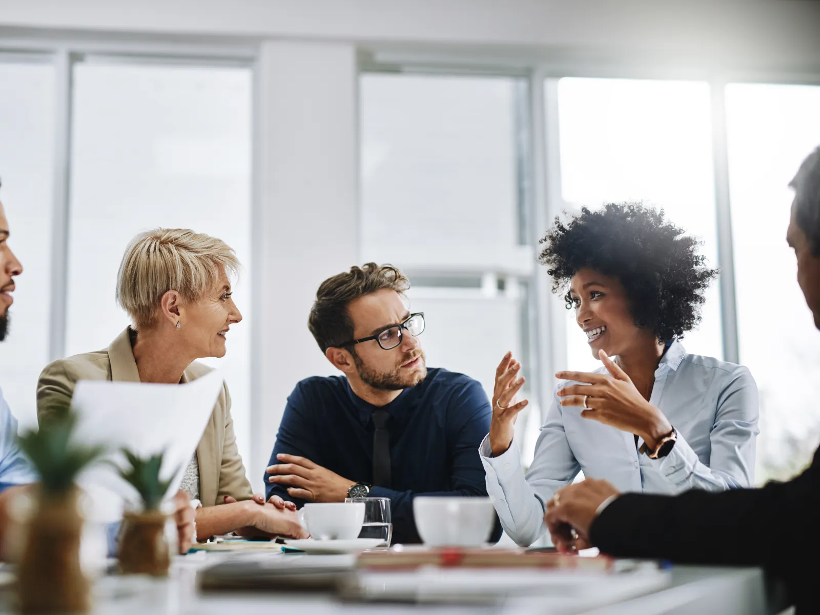 a group of people having a discussion