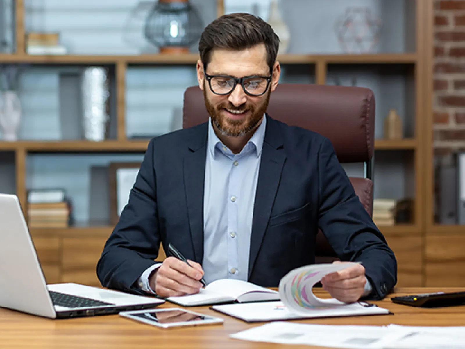 a man sitting at a desk