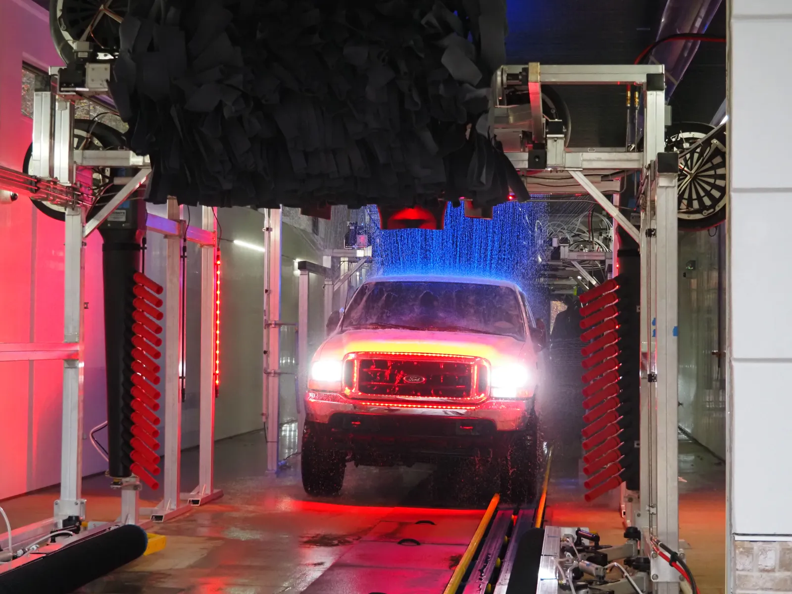 a truck in a garage