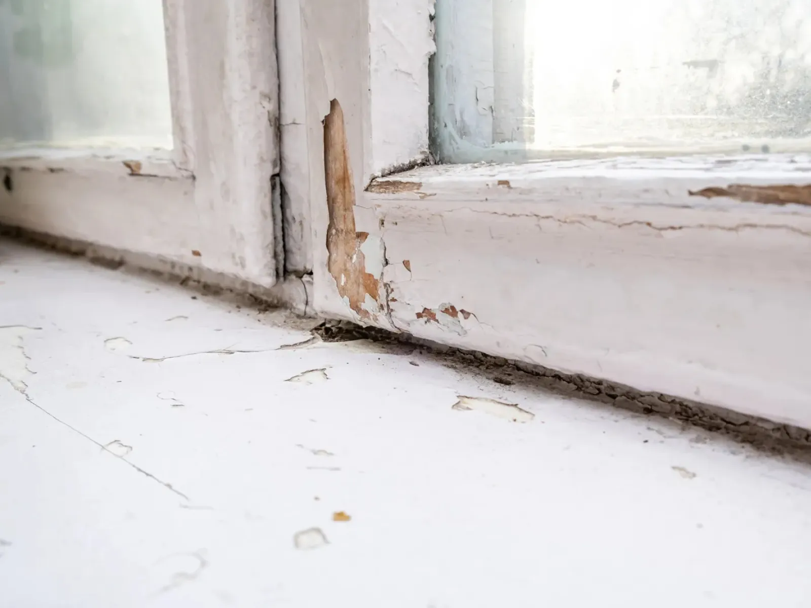 Wood rot on a window frame