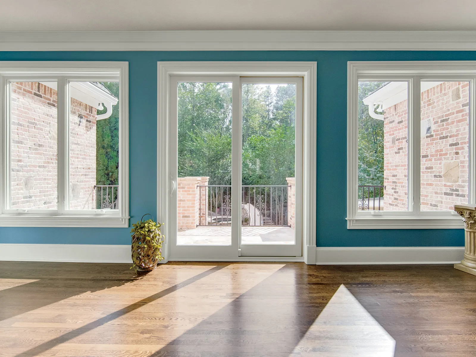 White sliding glass patio door