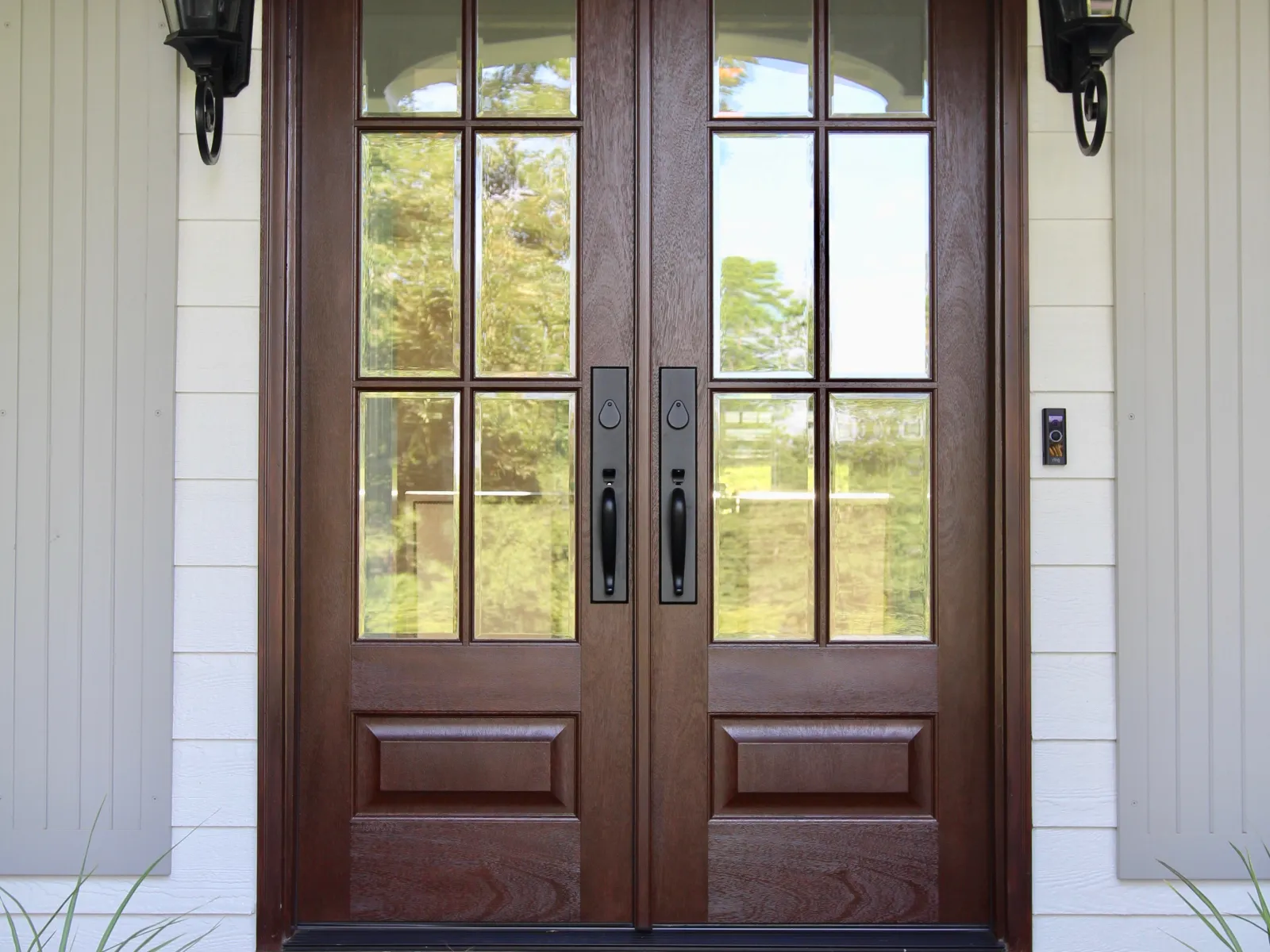 a door with a glass window