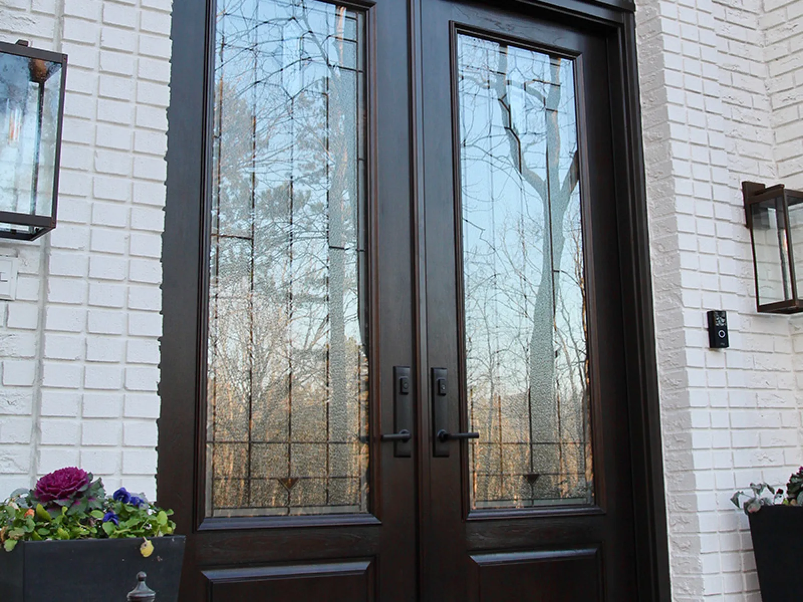 a door with a glass window