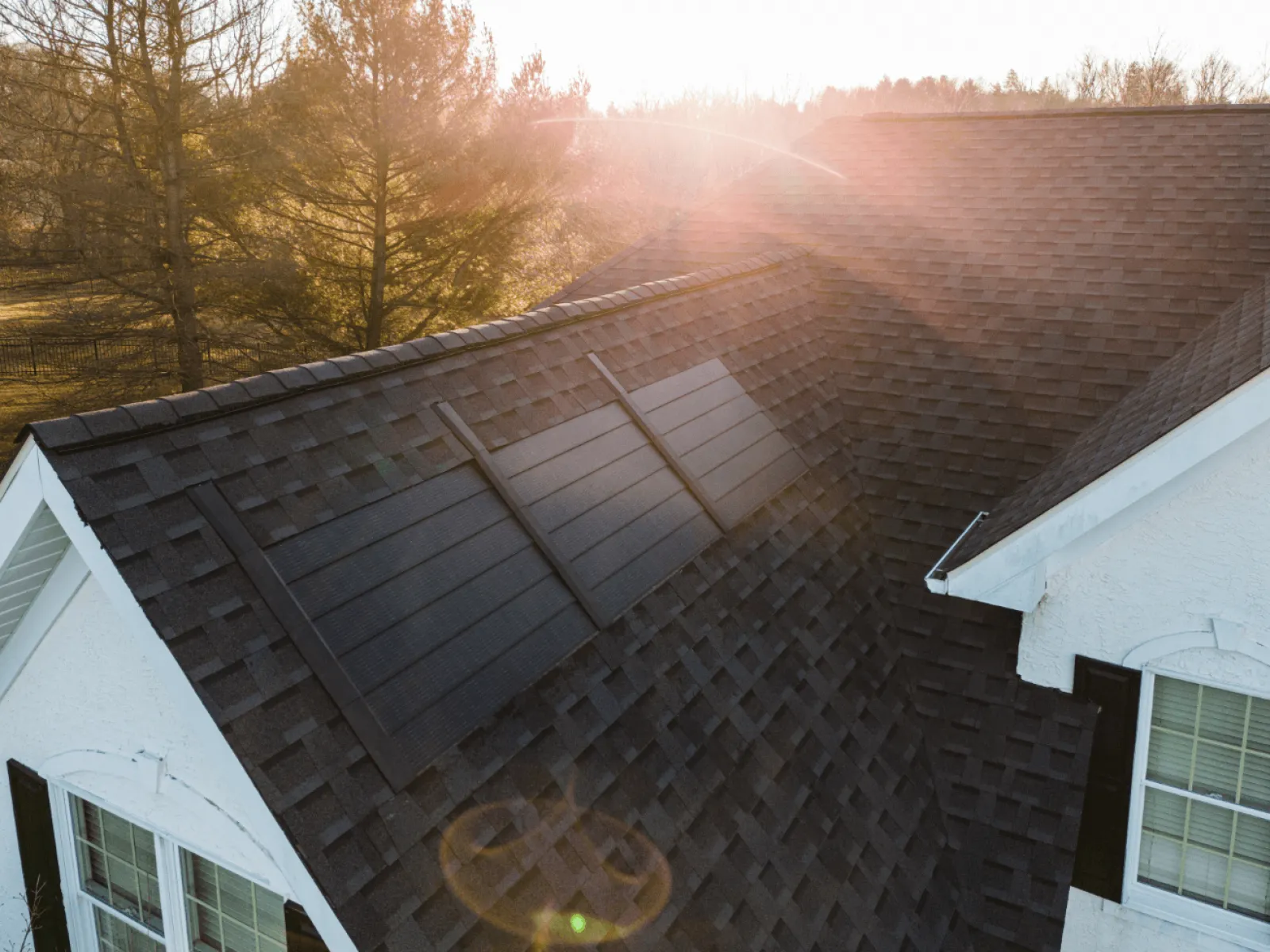 solar shingles installed on a residential roof