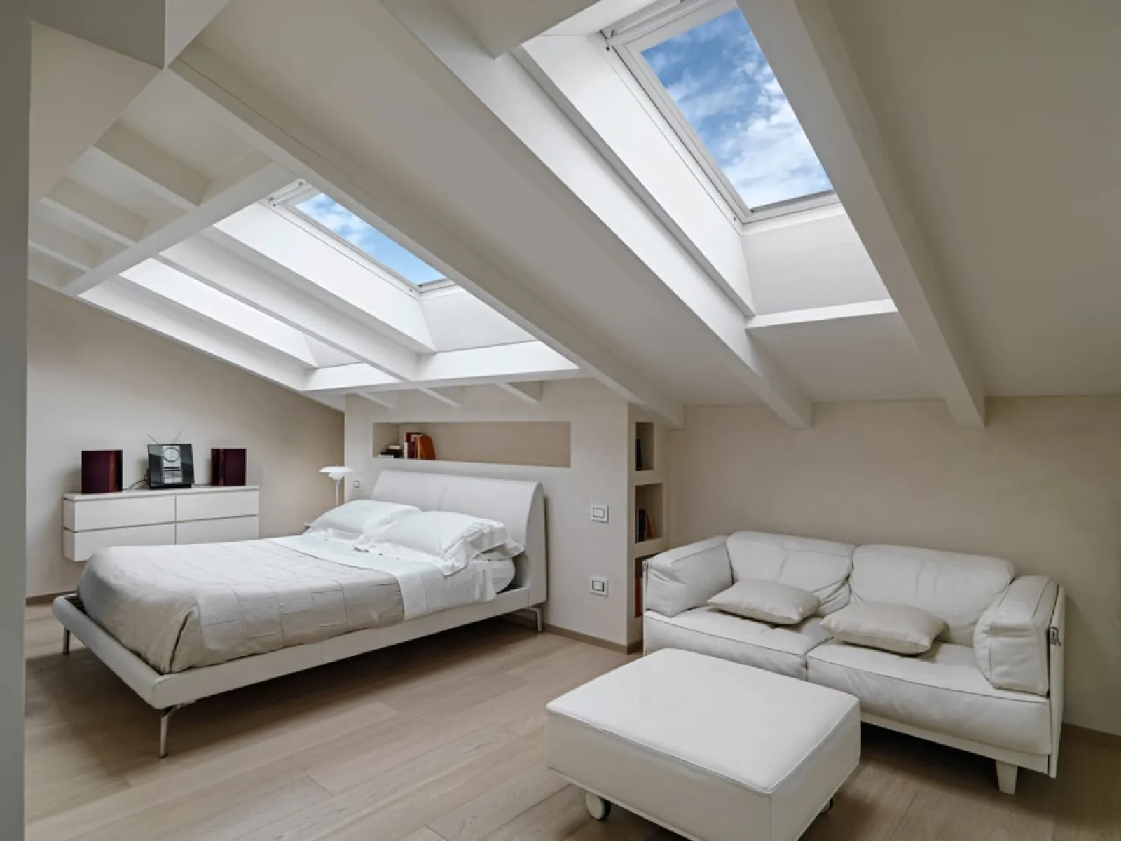 a room with a bed and a couch