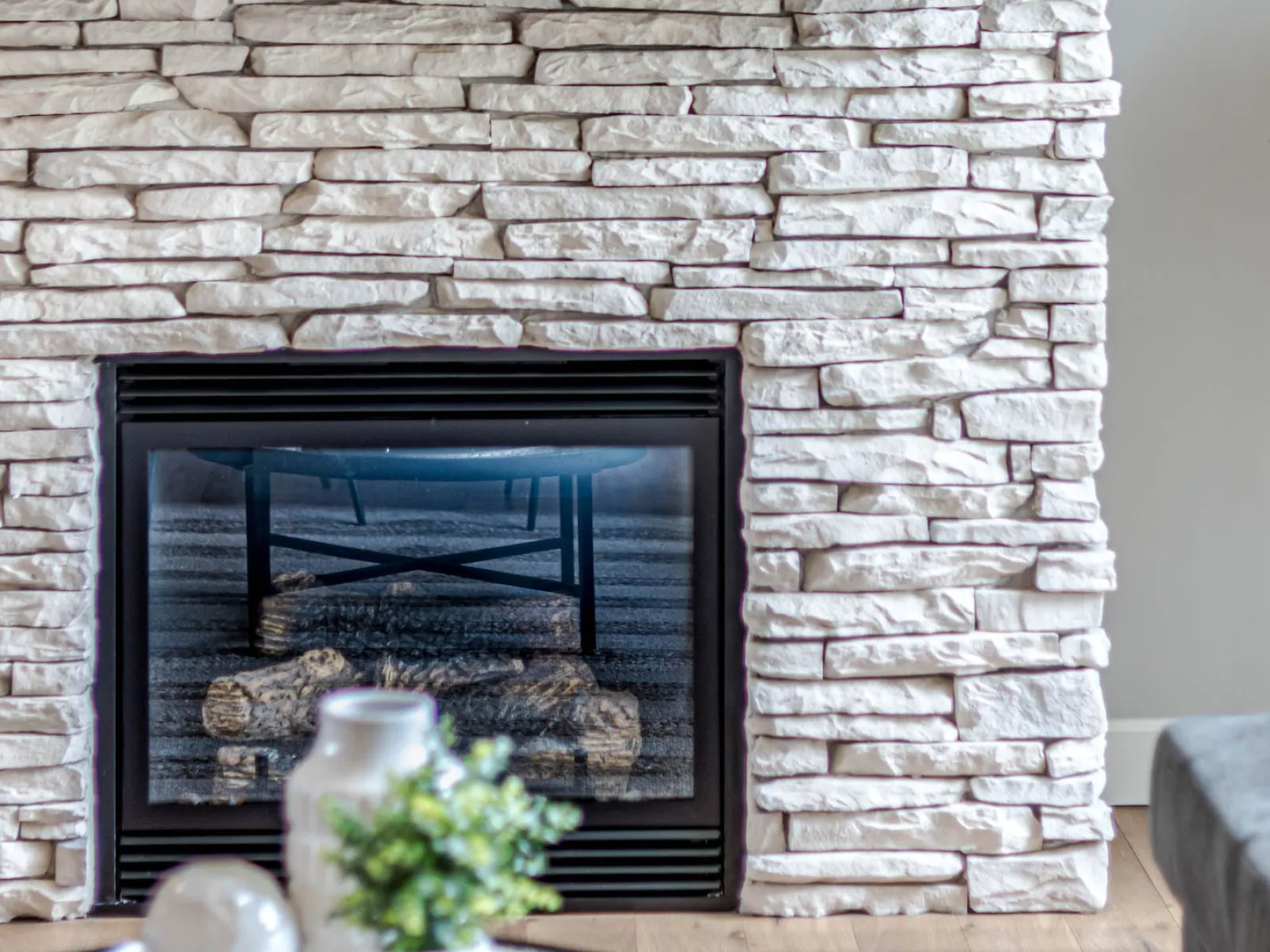 a fireplace in a room