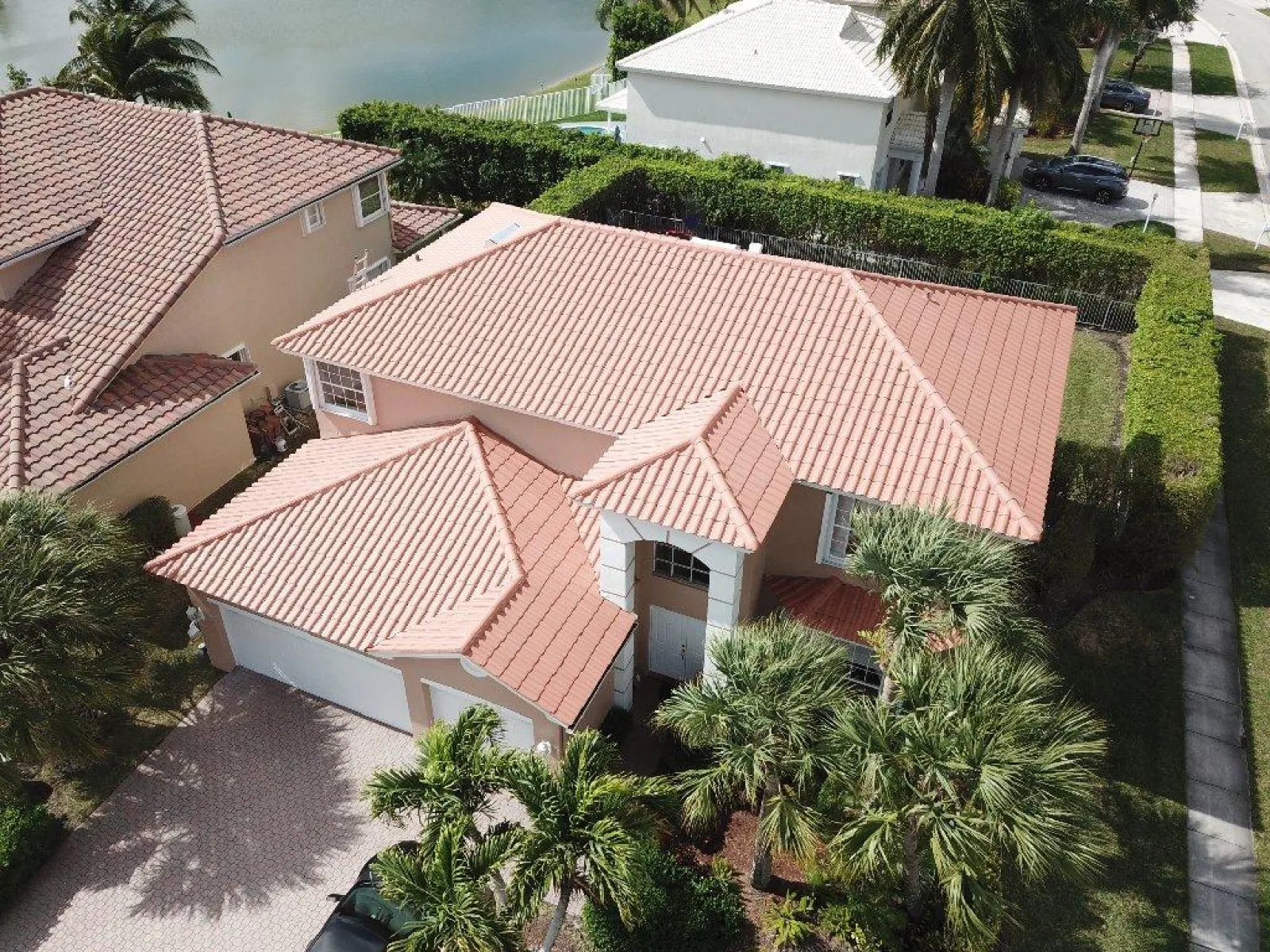 a high angle view of a tile roof in florida