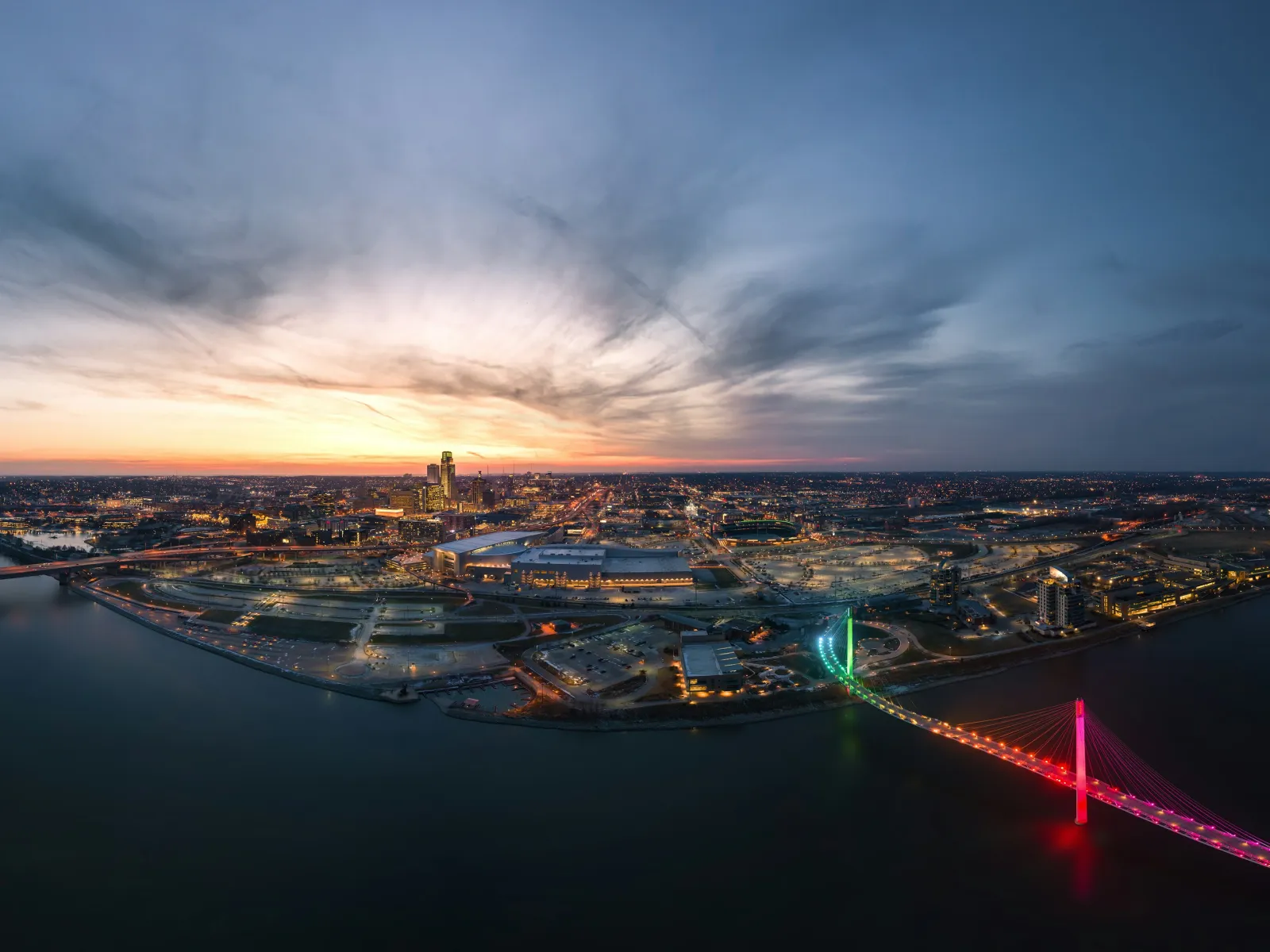 a city with lights at night