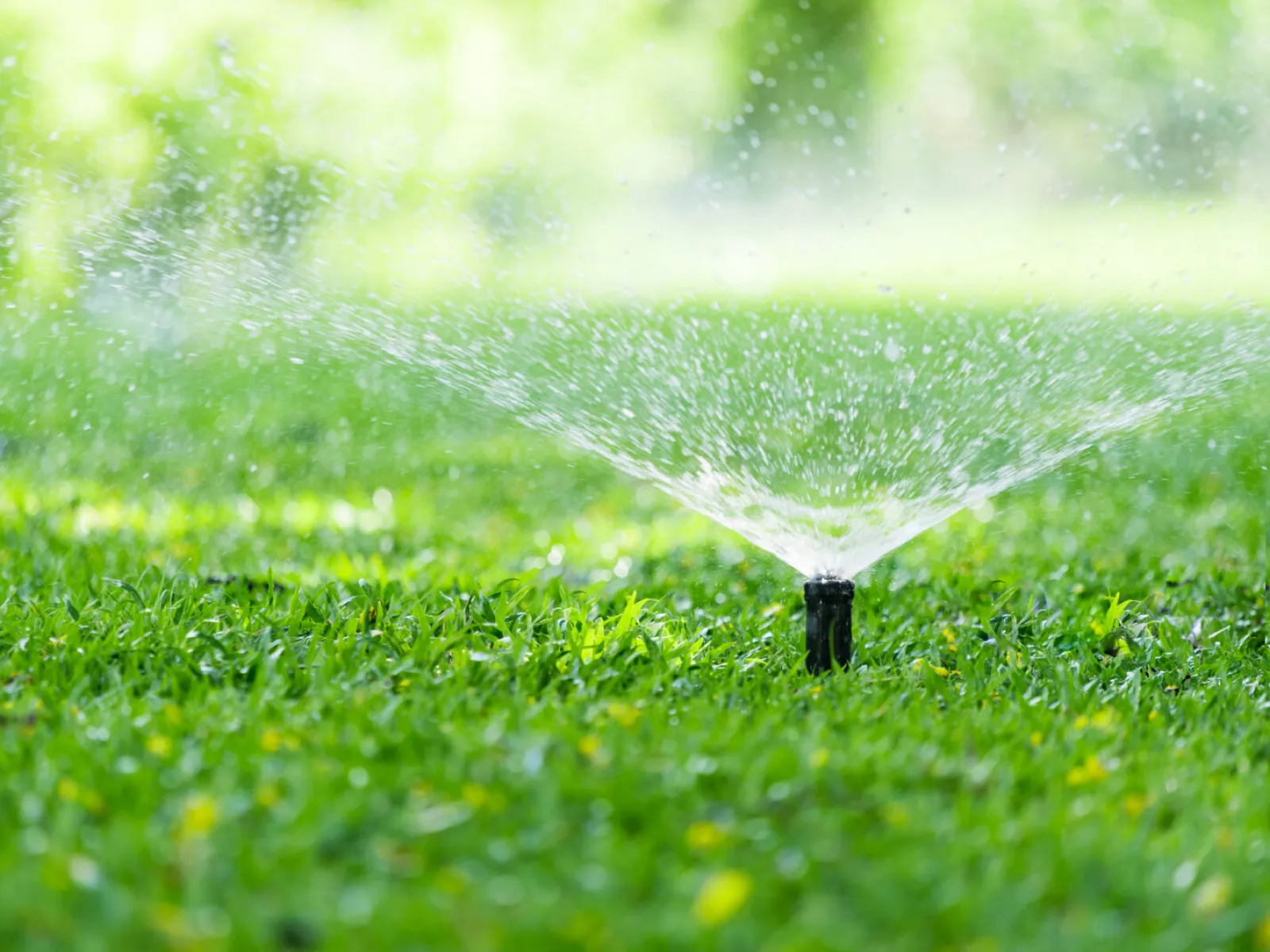 a close-up of a sprinkler spraying water
