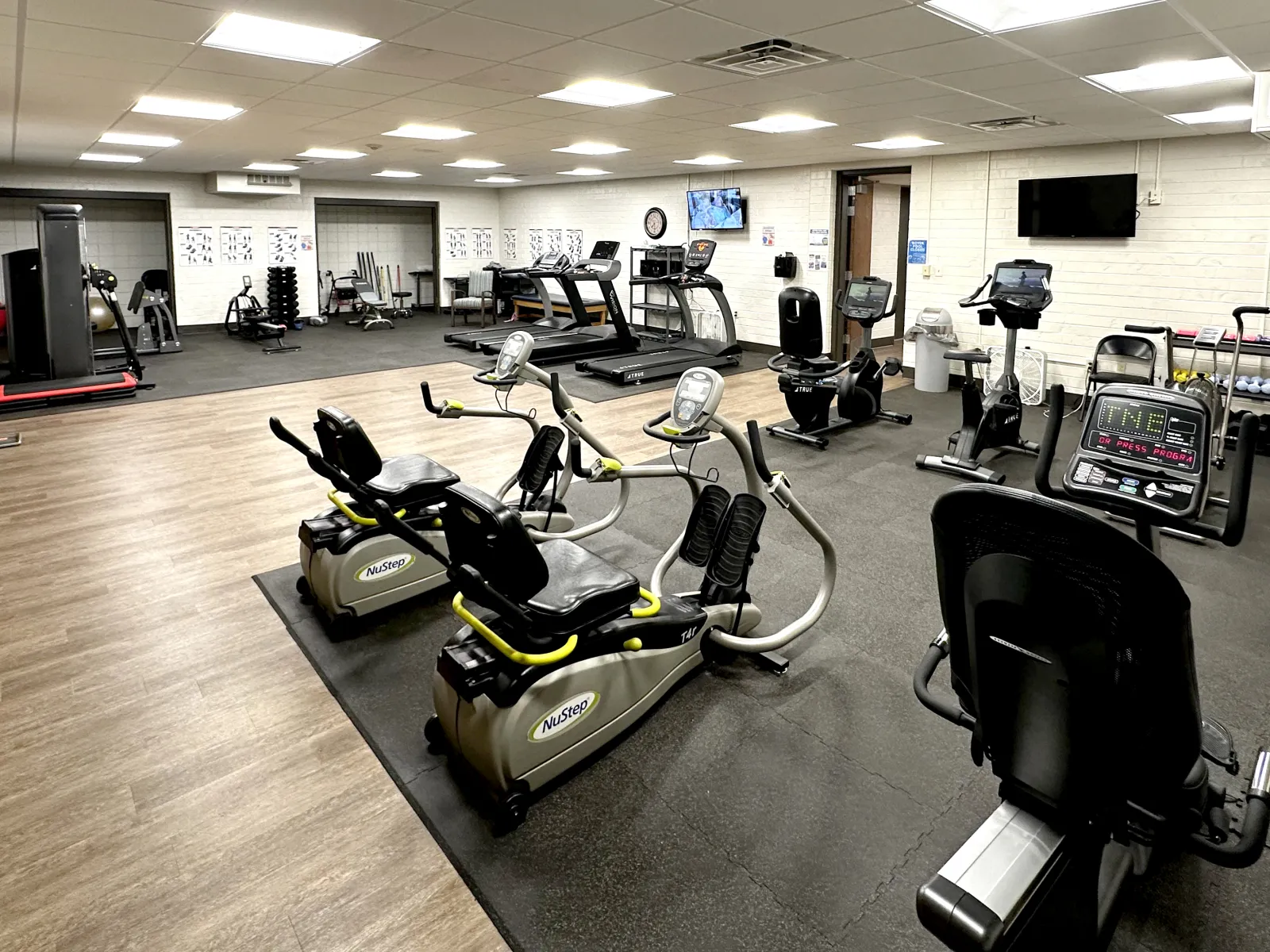 Modern gym interior featuring various exercise machines and equipment for fitness enthusiasts.