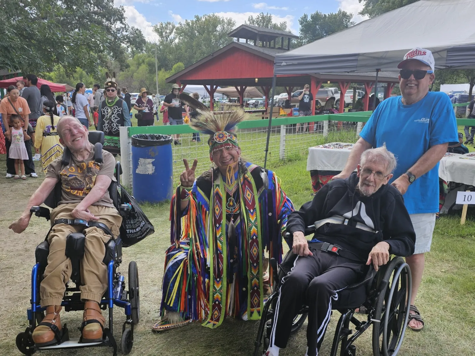a group of people in wheelchairs