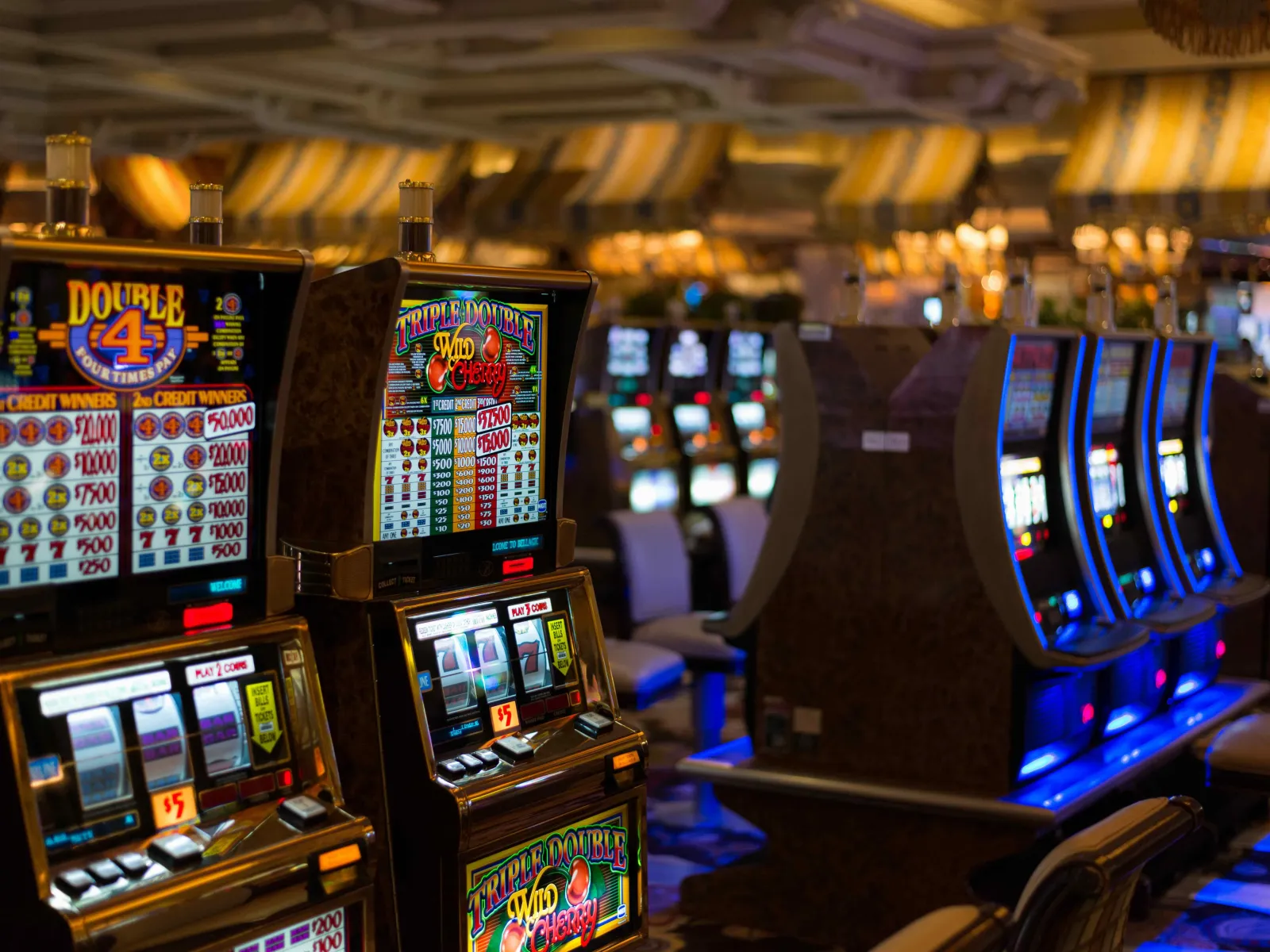 a row of slot machines