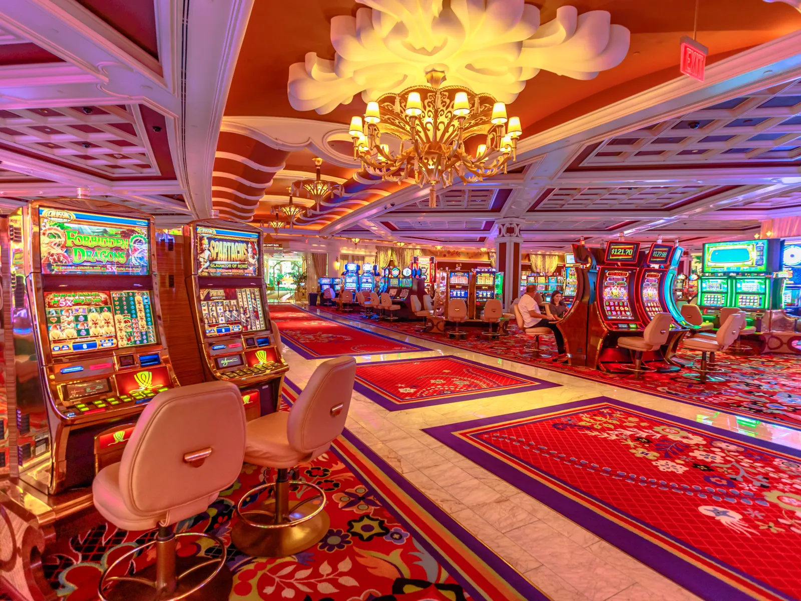 a casino floor with slot machines