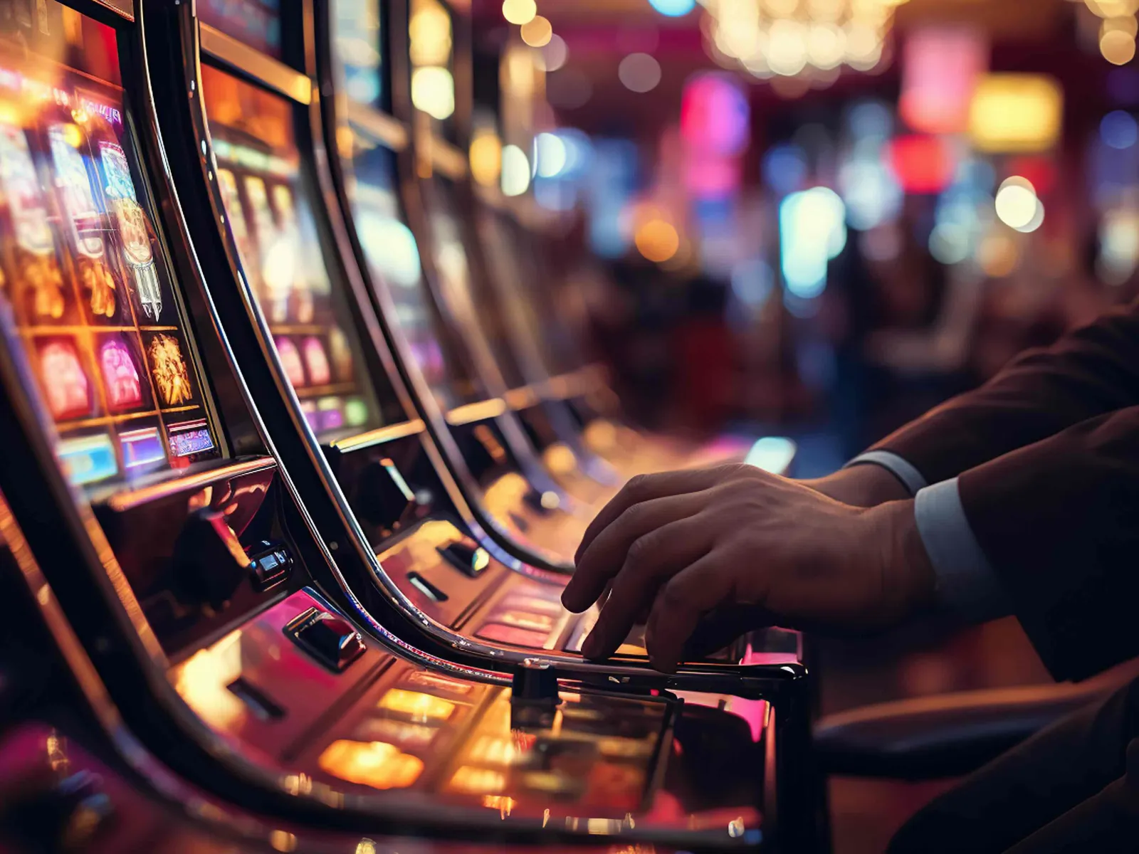 a person playing a slot machine