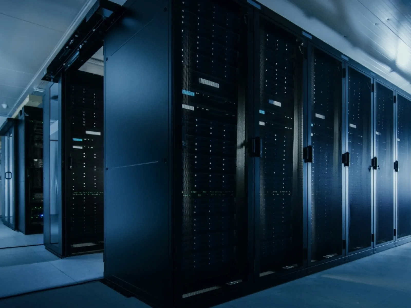 a room with many computer servers