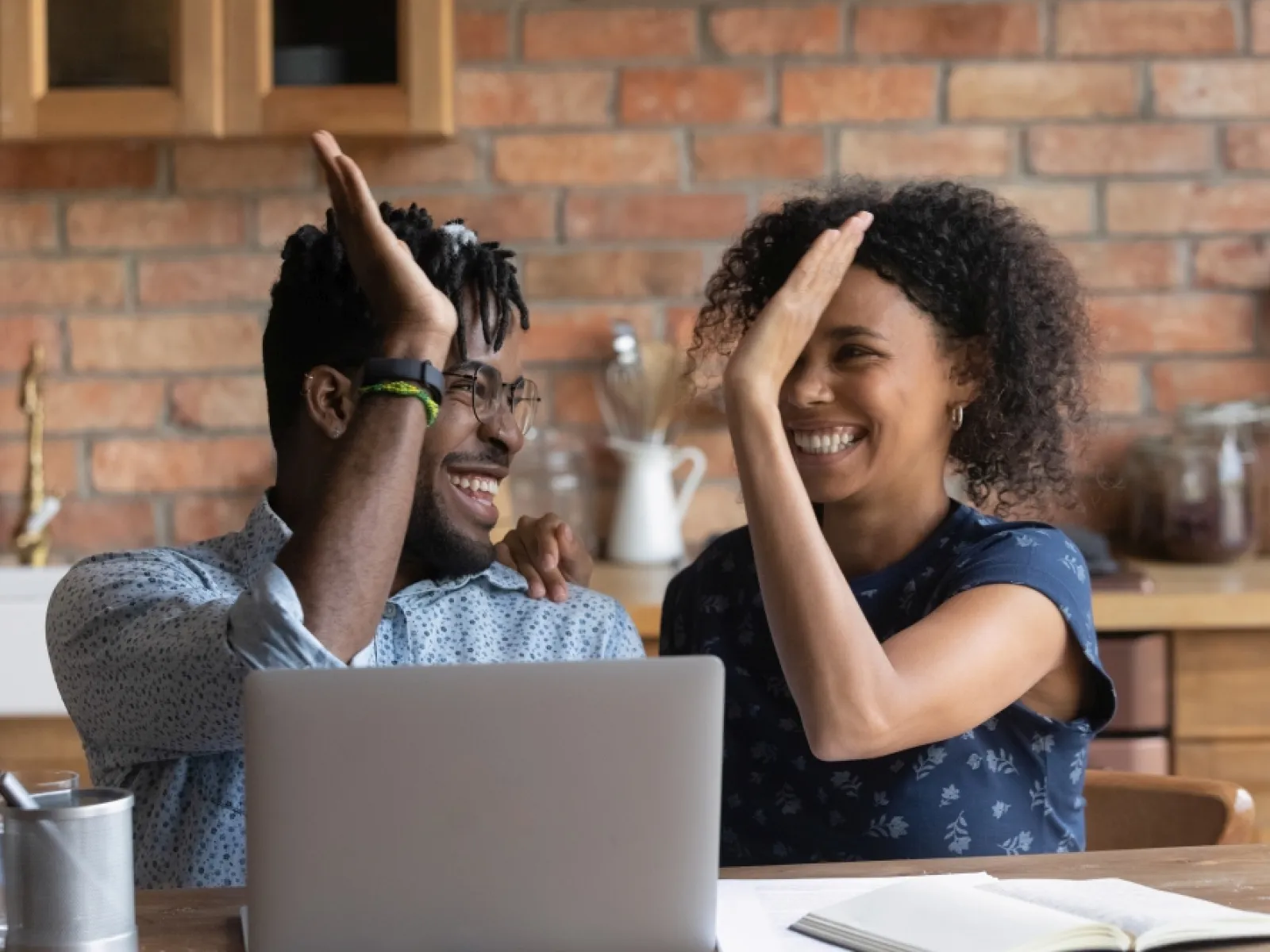 a man and woman laughing