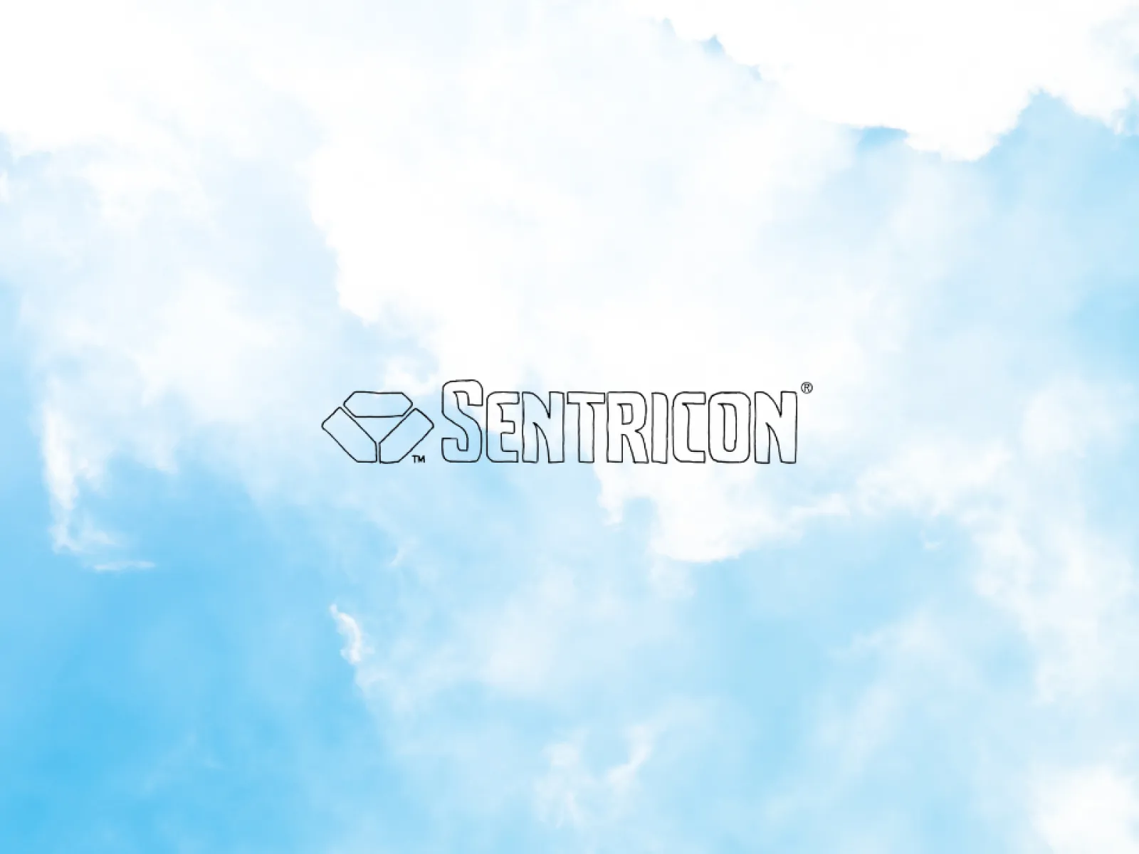 Sentricon logo with blue sky and white clouds background depicting a clean environment.