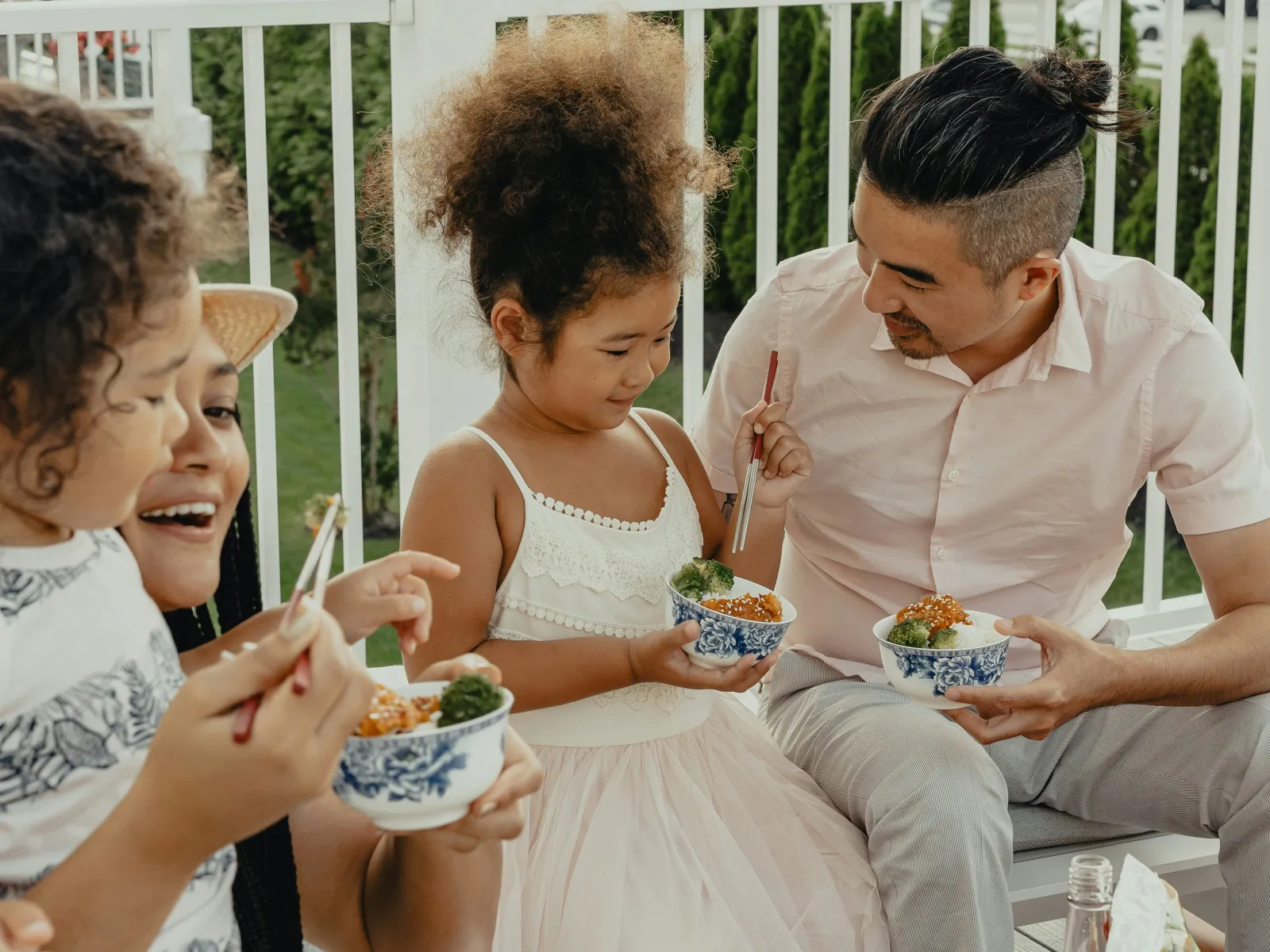 a group of people eating ice cream