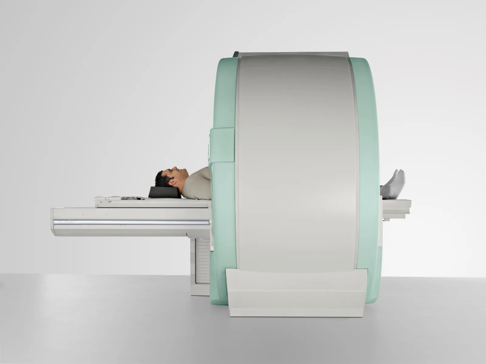 patient inside magnetom espree - open bore MRI machine