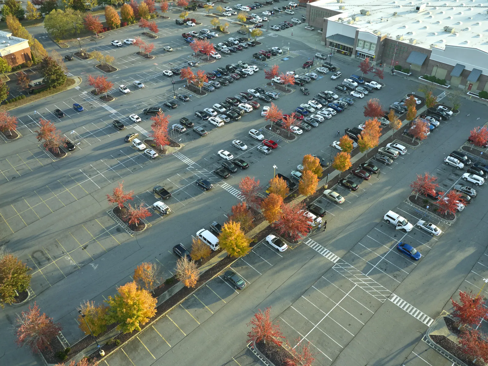 a parking lot full of cars