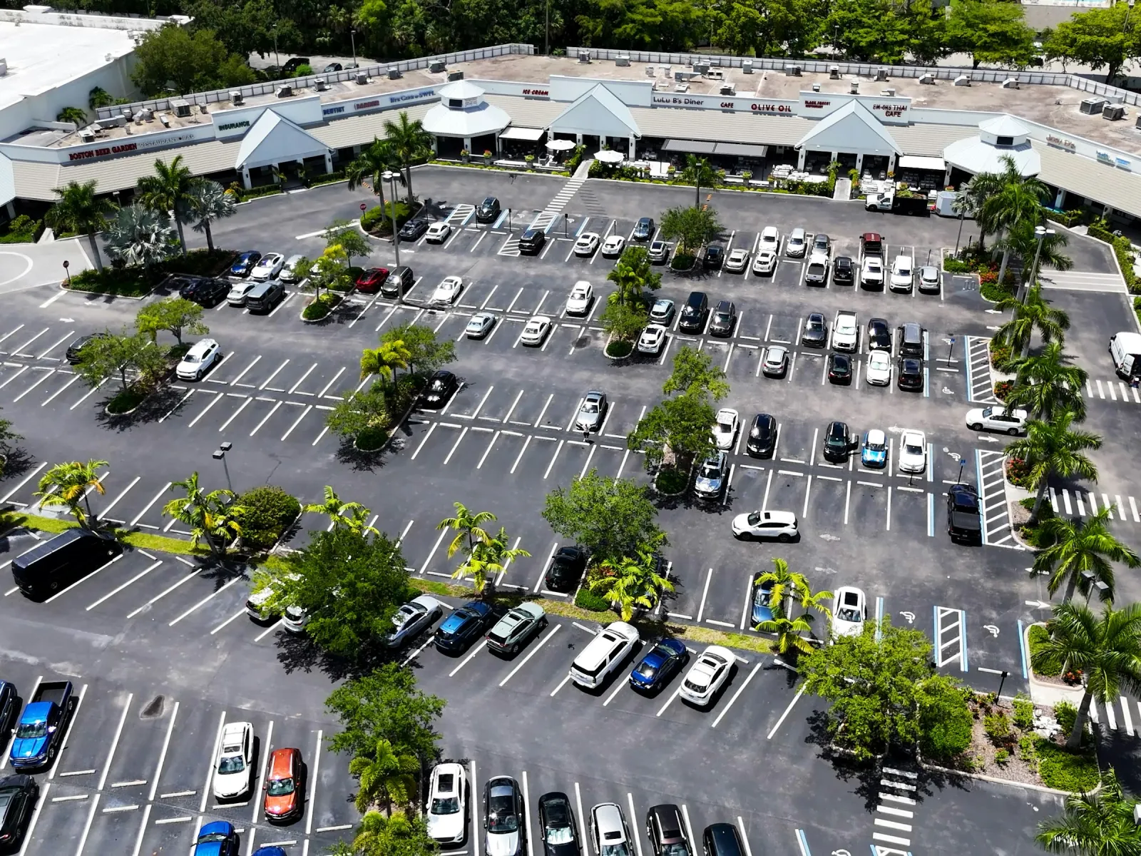 a parking lot full of cars