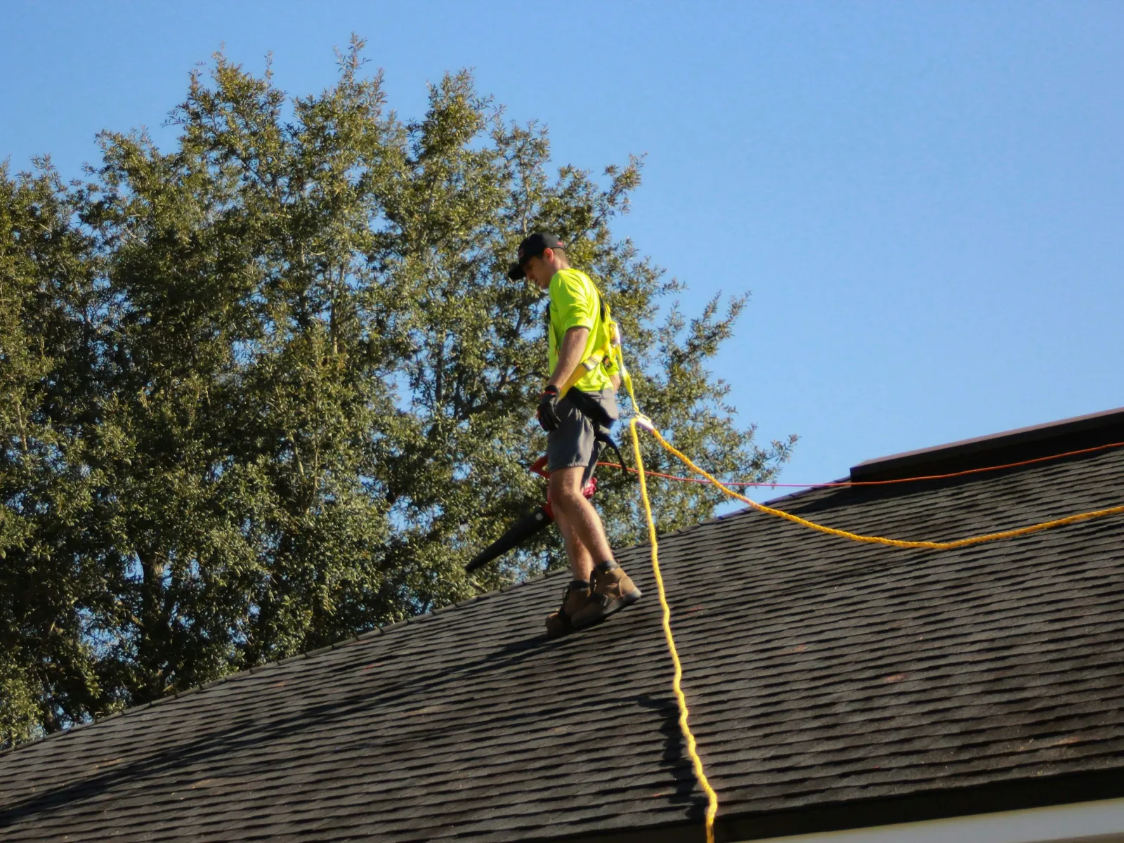 a man on a roof
